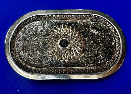 Vintage Brown Color Etched Floral pattern silver tone oval Belt Buckle