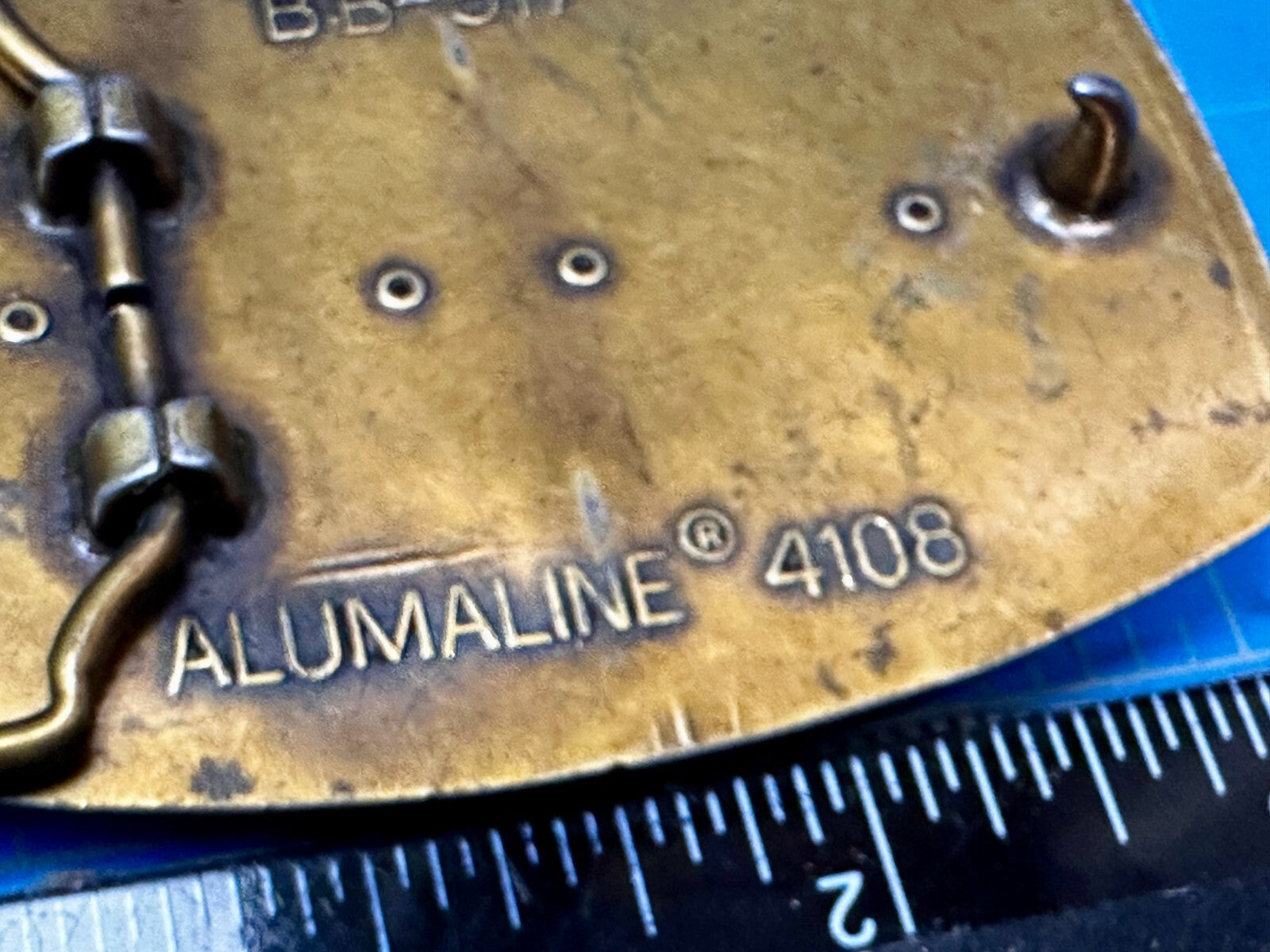 #4108 Train Locomotive Railroad Vtg. Leather on Metal Alumaline Belt Buckle