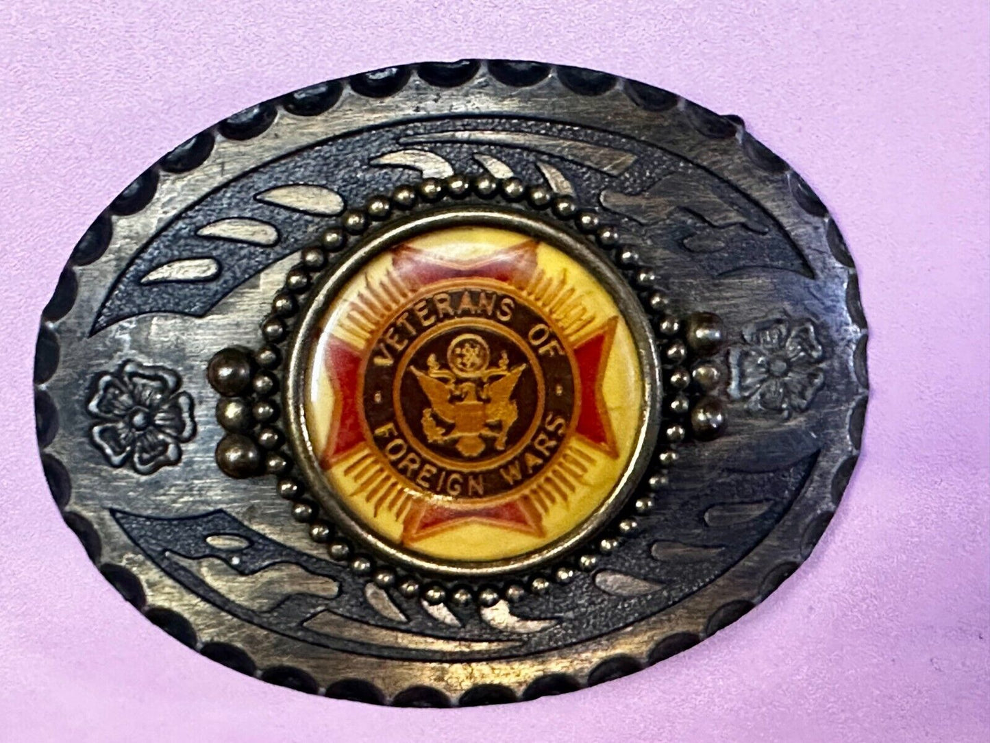 Veterans VFW Belt Buckle - or blank for your silver dollar coin or 39mm stone!