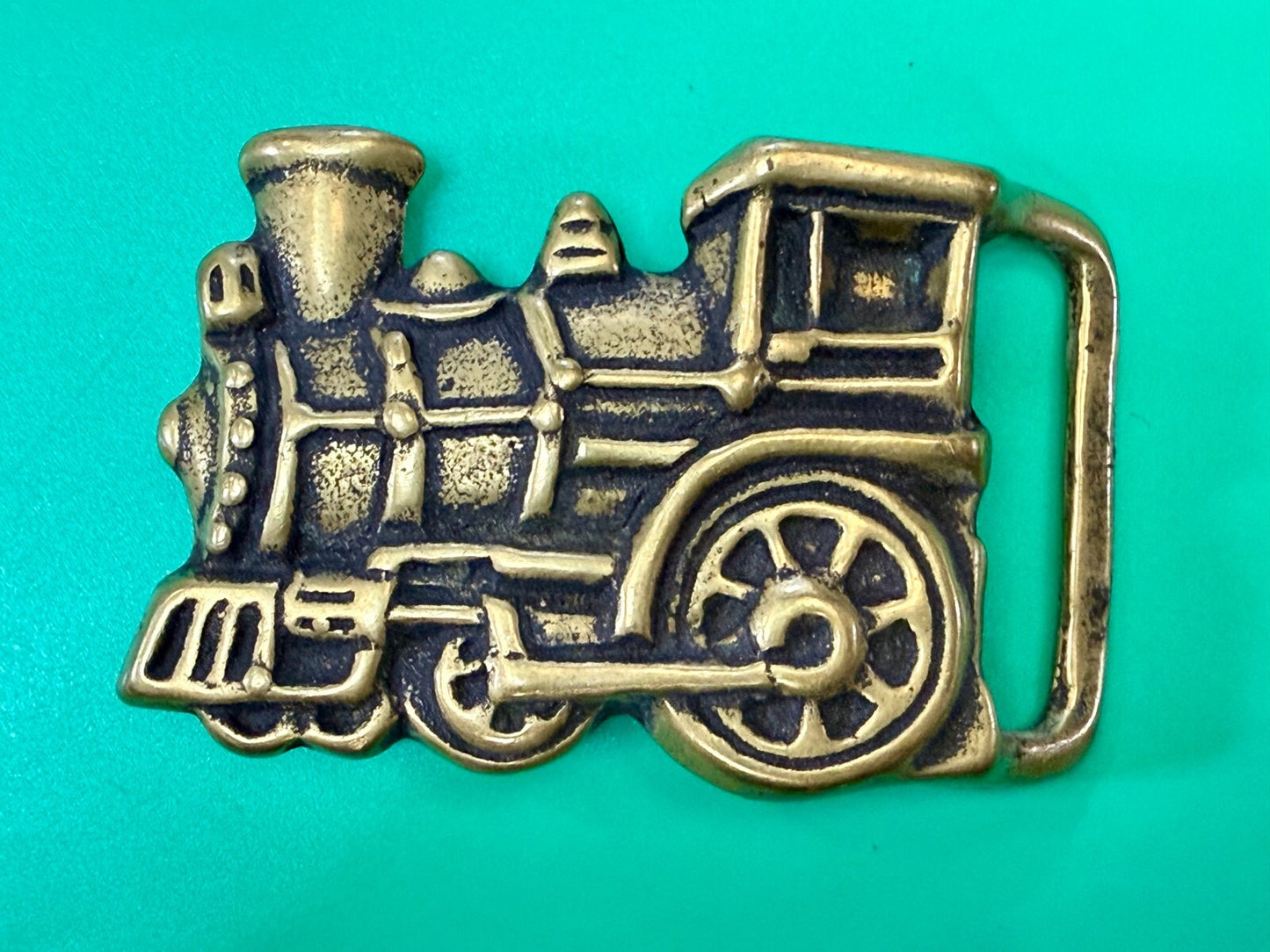Toy Railroad Steam Engine Locomotive Train Cutout Solid Brass Belt Buckle