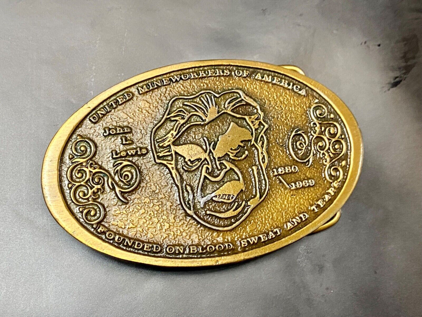 United Mine Workers Umwa Coal Mining 1880-1969 Vintage Belt Buckle John L Lewis
