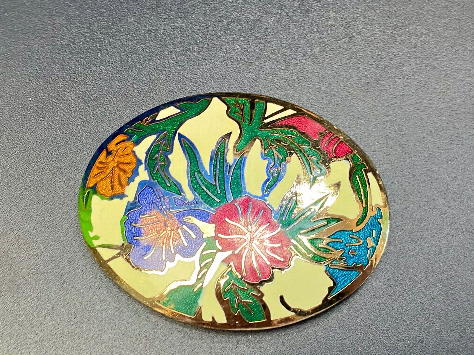 Beautiful sp77  enamel flower paint? scarf purse belt tie buckle 