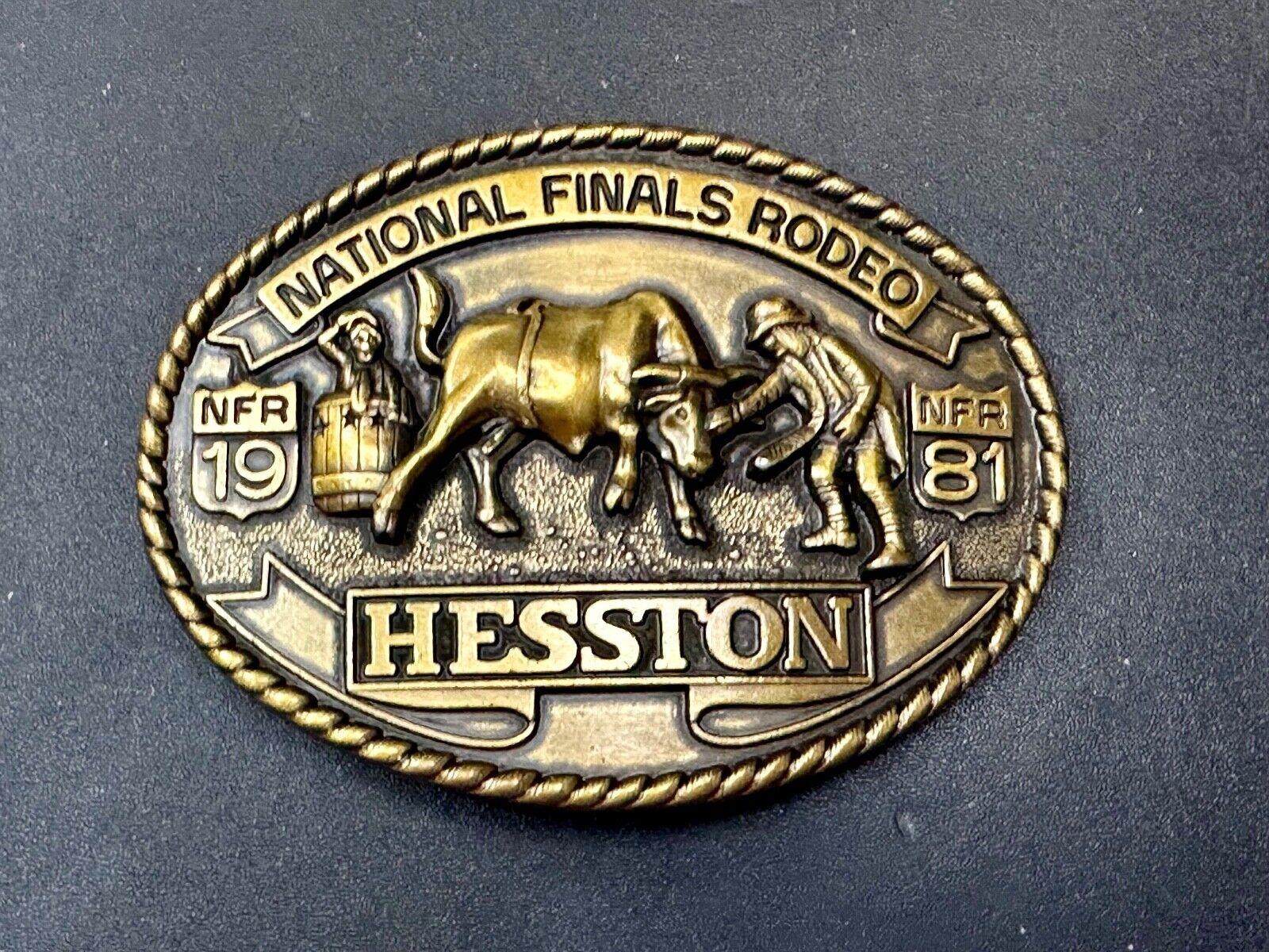 1981 Hesston National Finals Rodeo NFR Collectors Rodeo Cowboy NOS  Belt Buckle