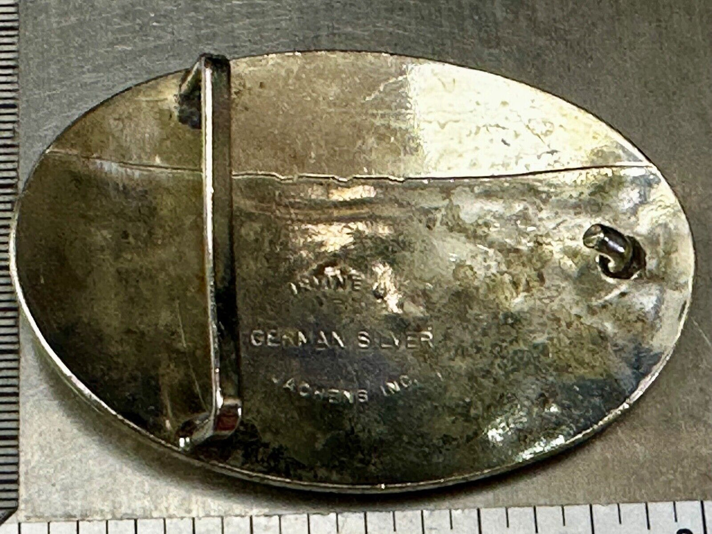 Two Horse Riding Cowboy's German Silver Belt Buckle by Comstock Silversmiths