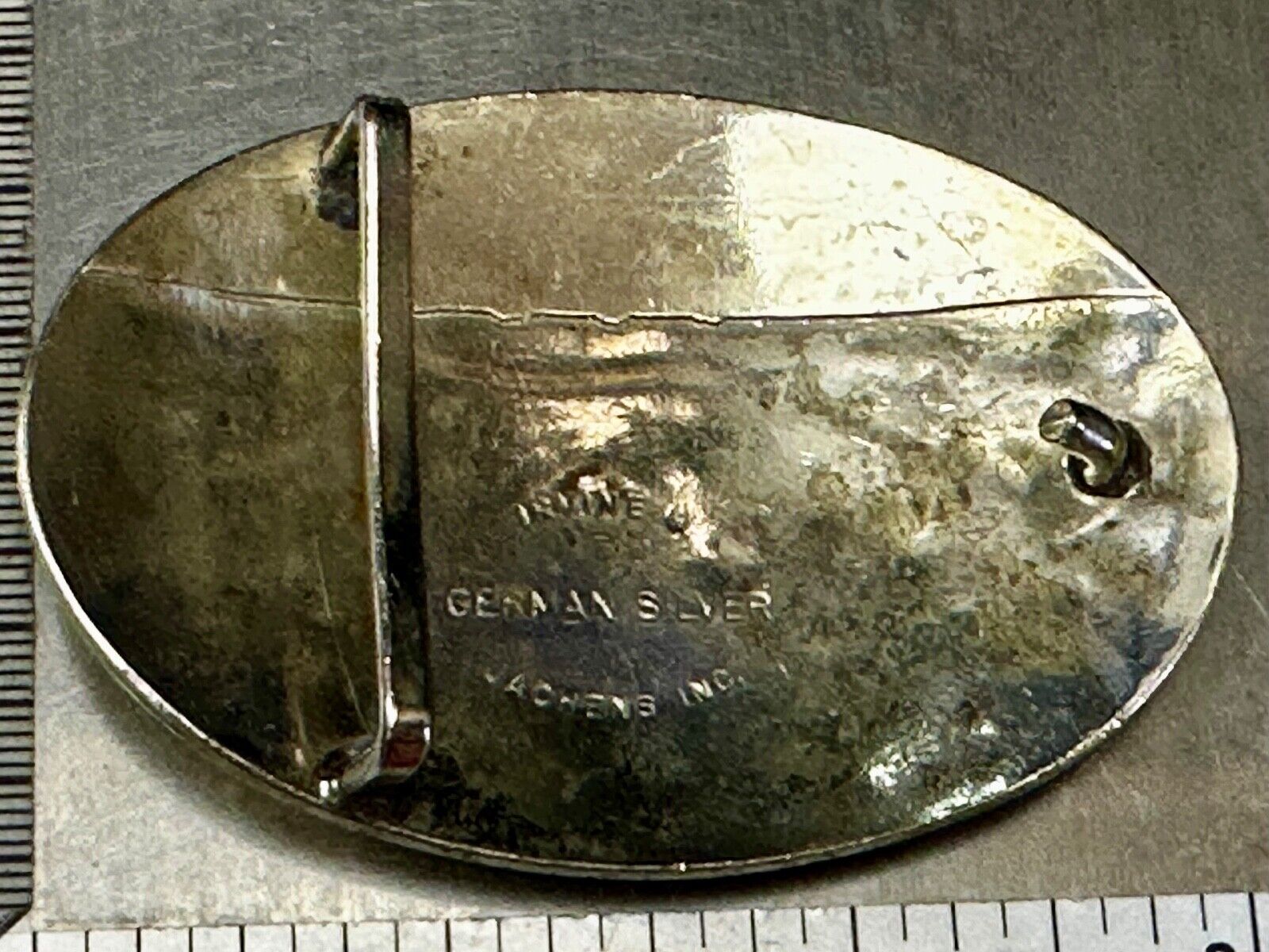 Two Horse Riding Cowboy's German Silver Belt Buckle by Comstock Silversmiths