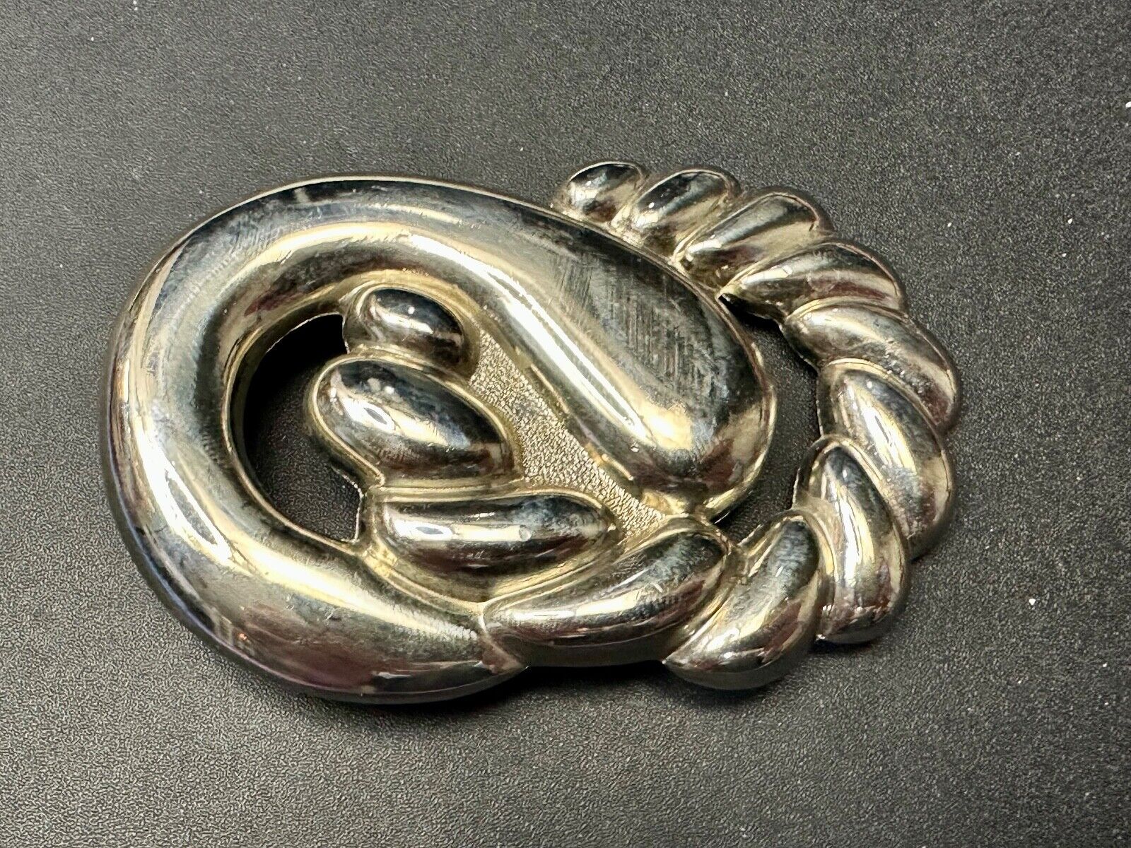 Abstract Infinity Loop Hippie Boho Silver Tone Vintage Belt Scarf Slide Buckle