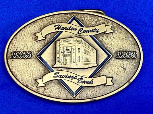 Vintage Hardin County Savings Bank Brass Tone Belt Buckle By Cd Hit