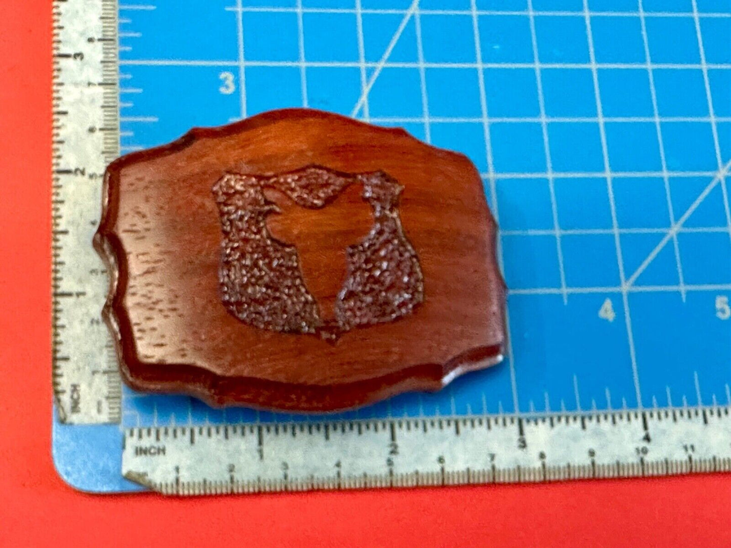 Vintage horse saddle carved in wooden western framed belt buckle  VermJ LL19