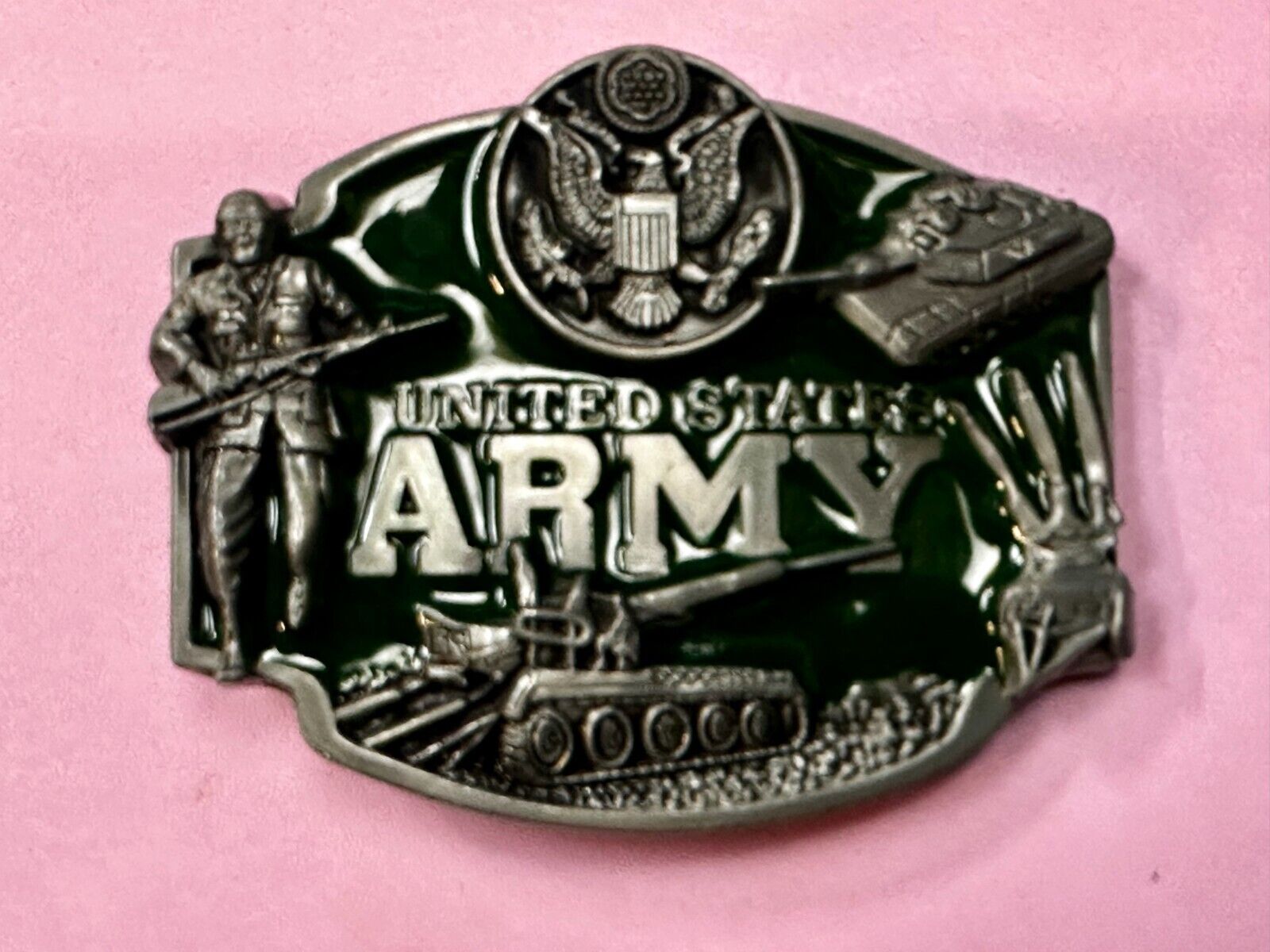 US Army United States Patriotic Soldiers Tanks Raised USA Eagle Belt Buckle