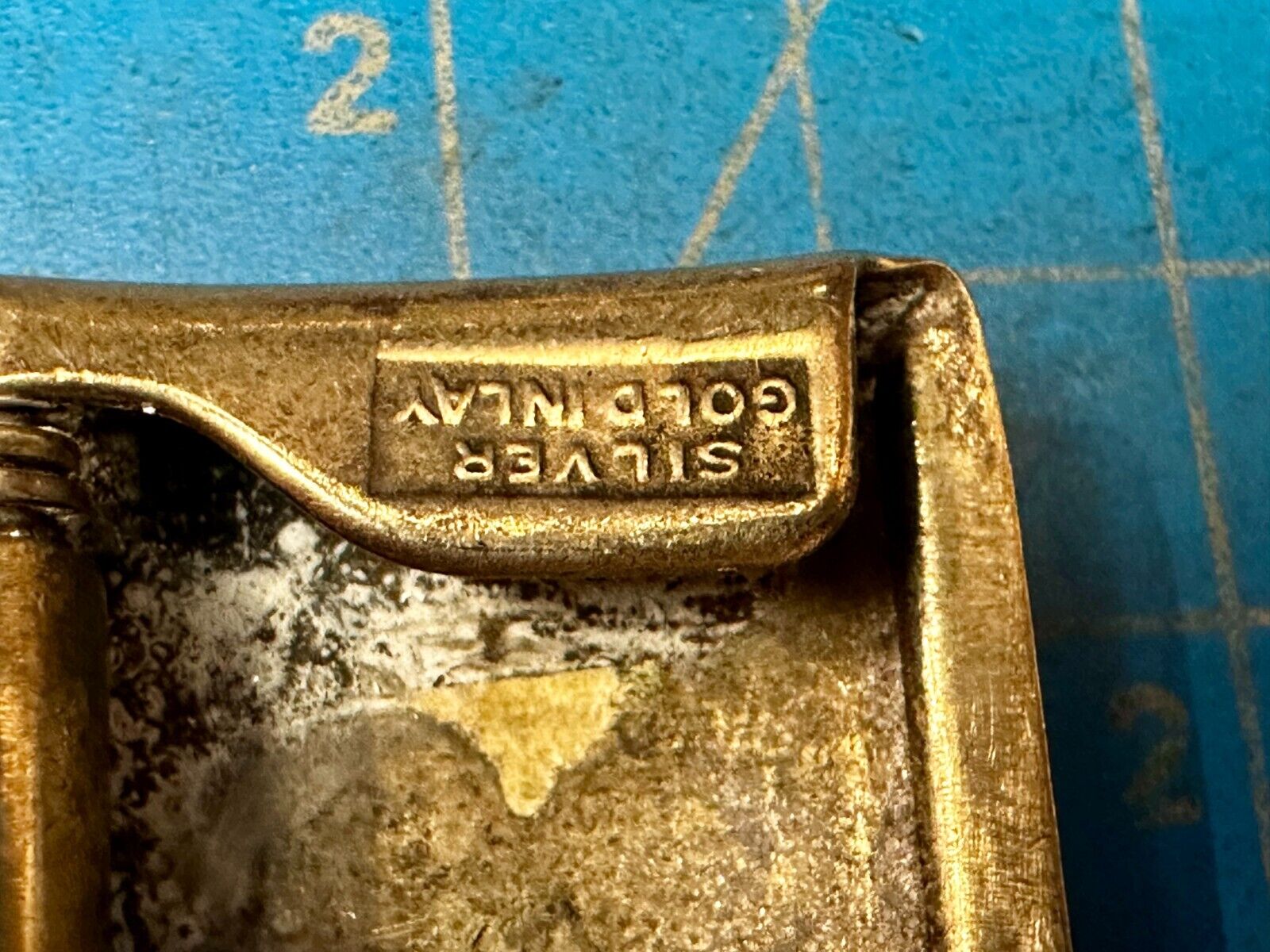Antique Silver Gold Inlay Belt Buckle Ready To Engrave Letter Monogram Initial