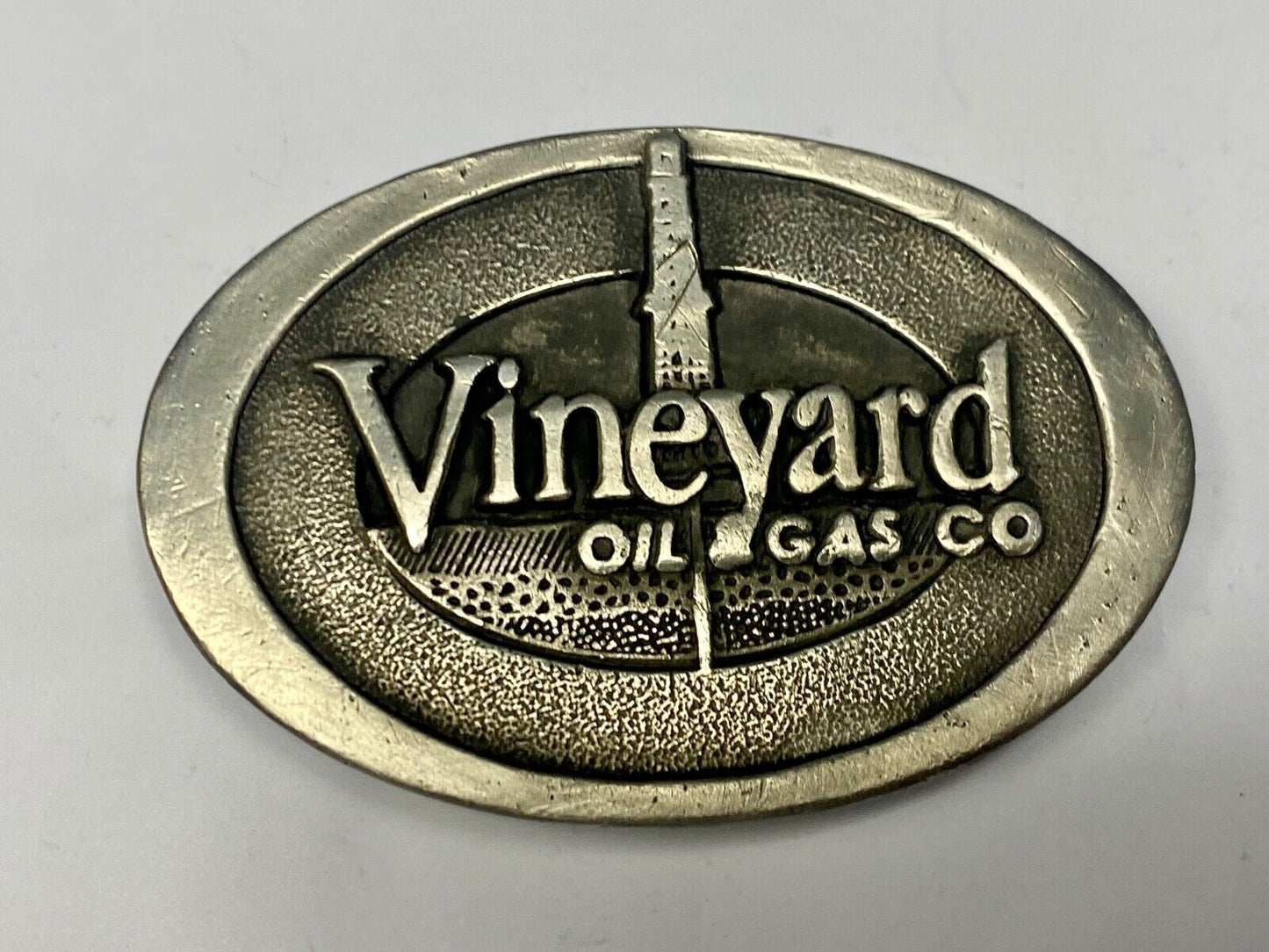 Vineyard oil pipeline rig gas company PA Promotional Advertising belt buckle 