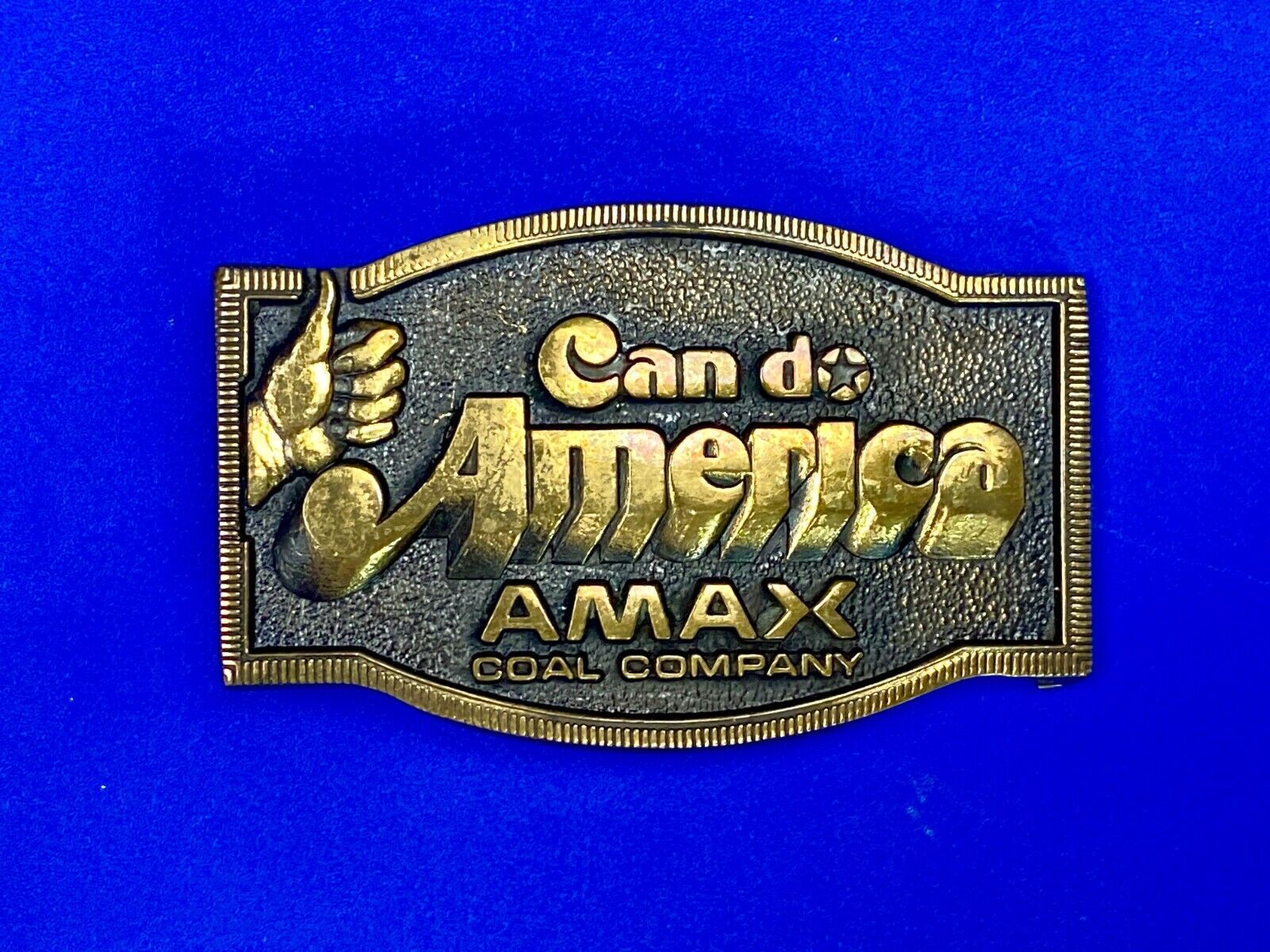 Amax Coal Surface Mining Miner Mine Can Do America Vintage Bts Belt Buckle