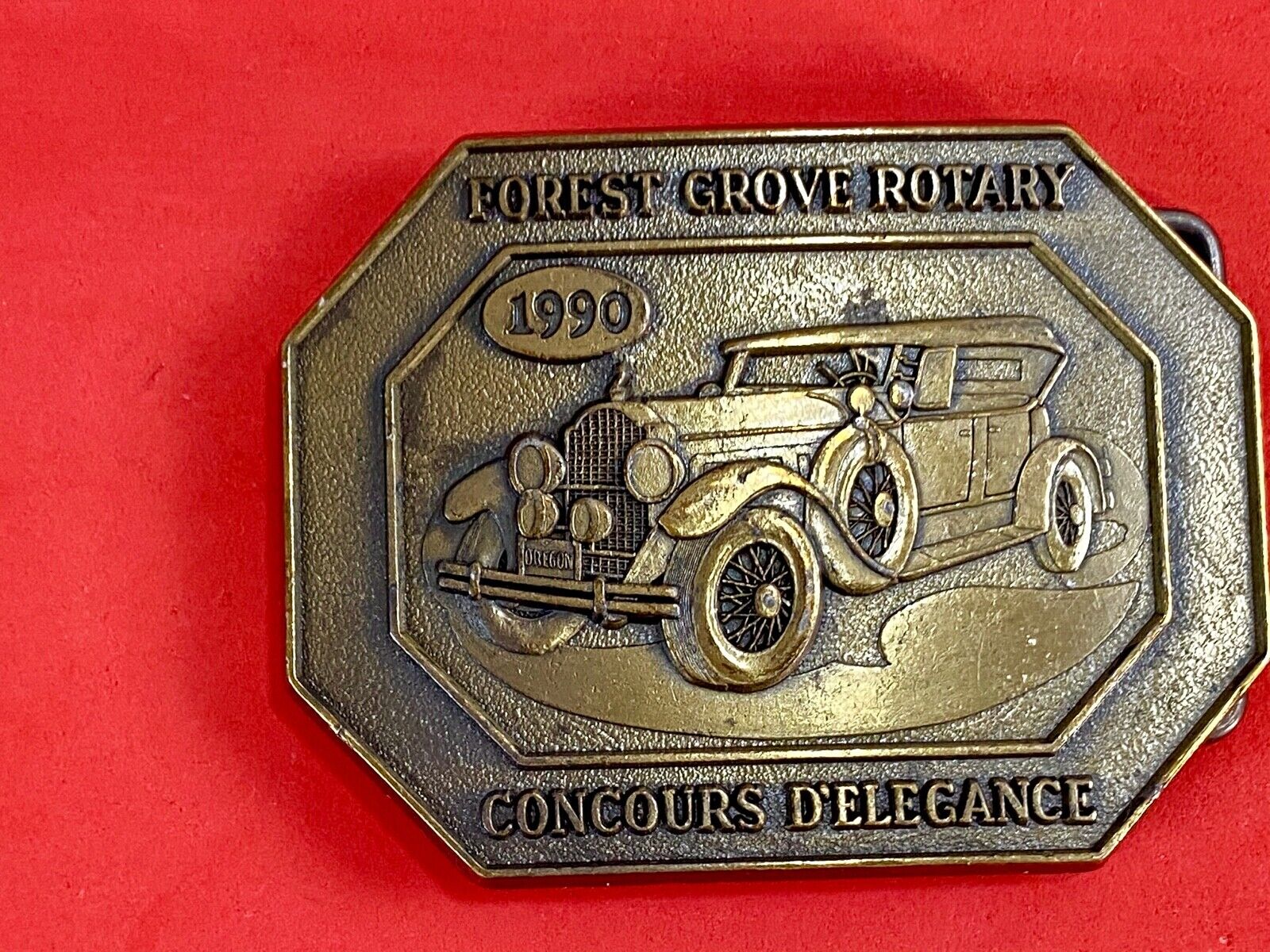 Vintage Forest Grove Rotary belt buckle Concours d'Elegance souvenir cars 