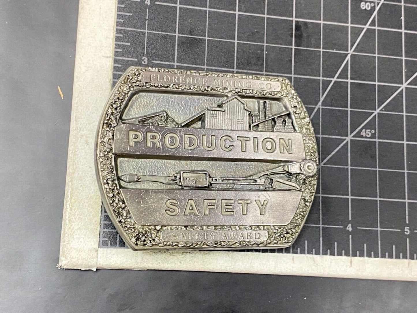 Vintage Florence Mining Company Safety Award belt buckle