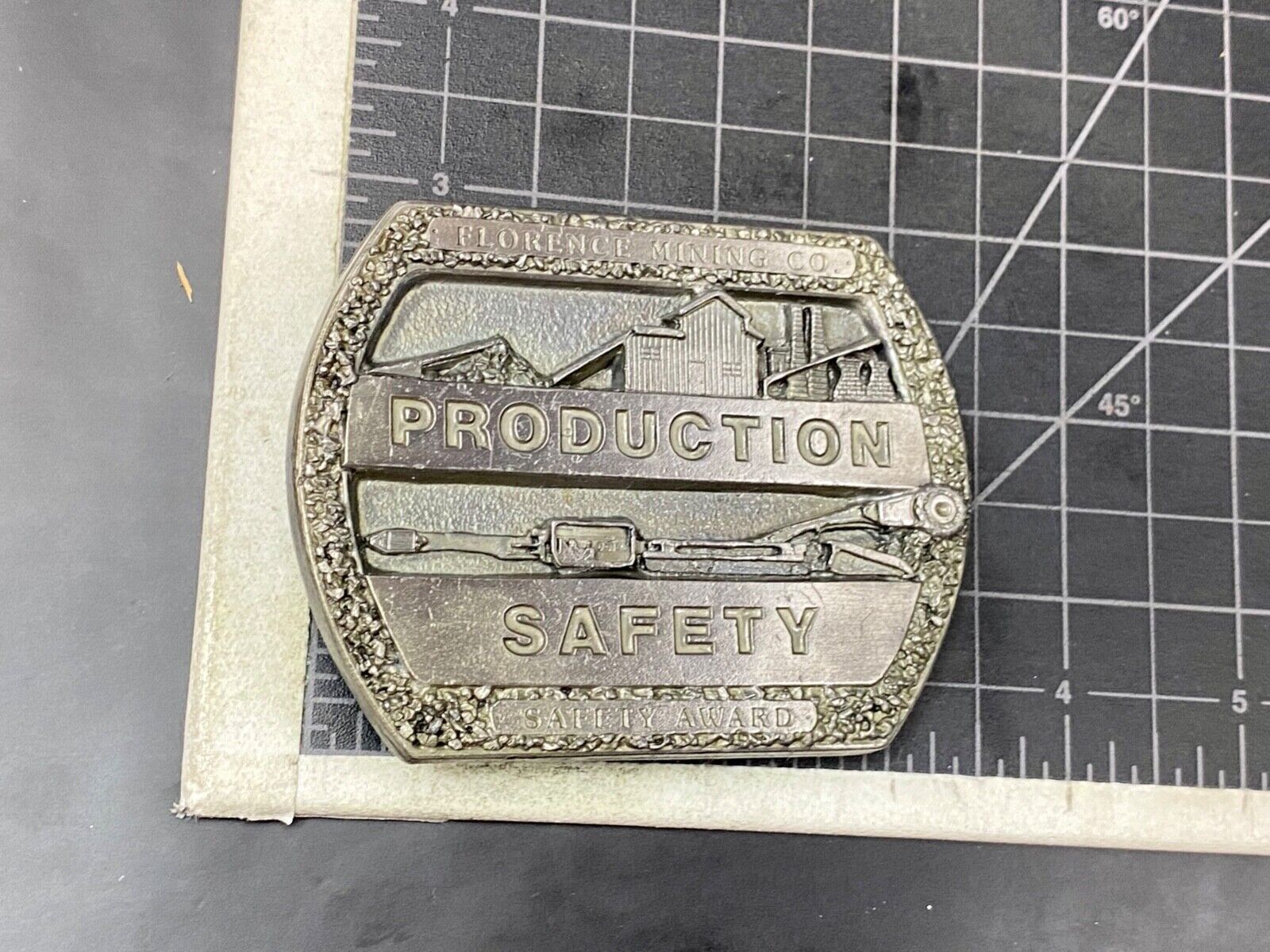 Vintage Florence Mining Company Safety Award belt buckle