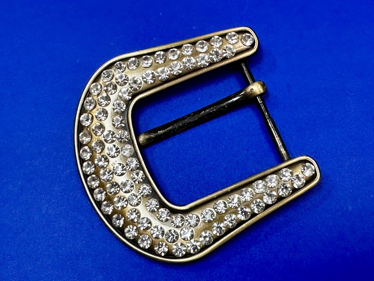 5 Lot Large Rhinestone Covered Ranger Style Gold Color NOS Western Belt Buckle