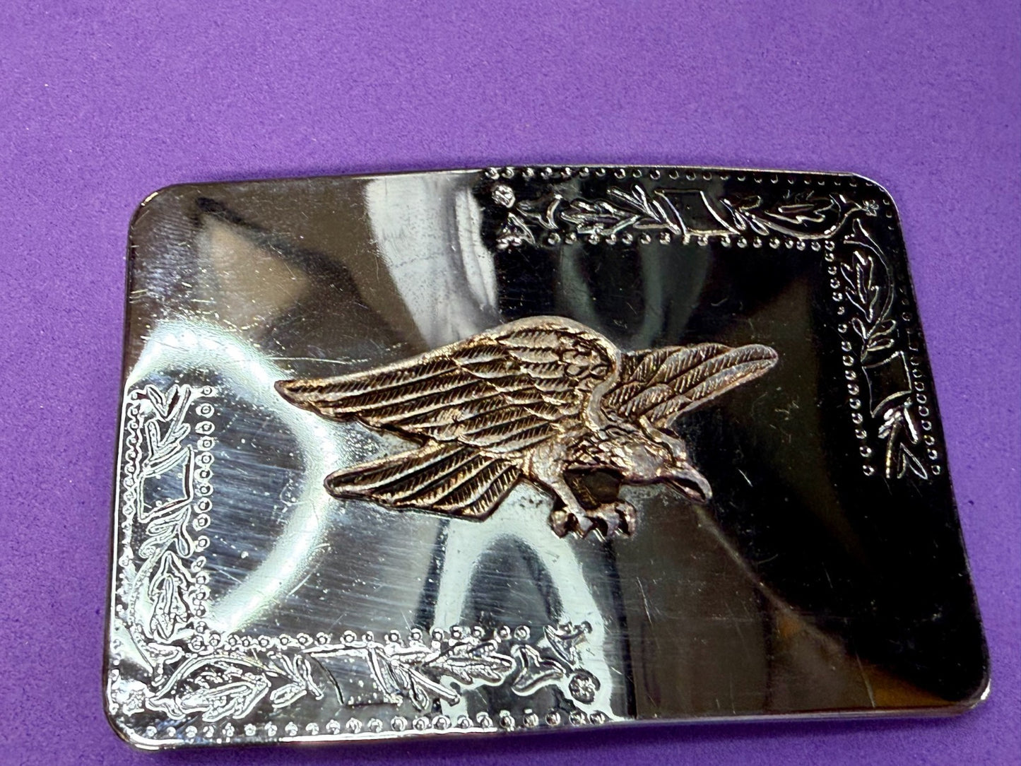 American Eagle Flying Diving Hunting on Reflective Two Tone Western Belt Buckle