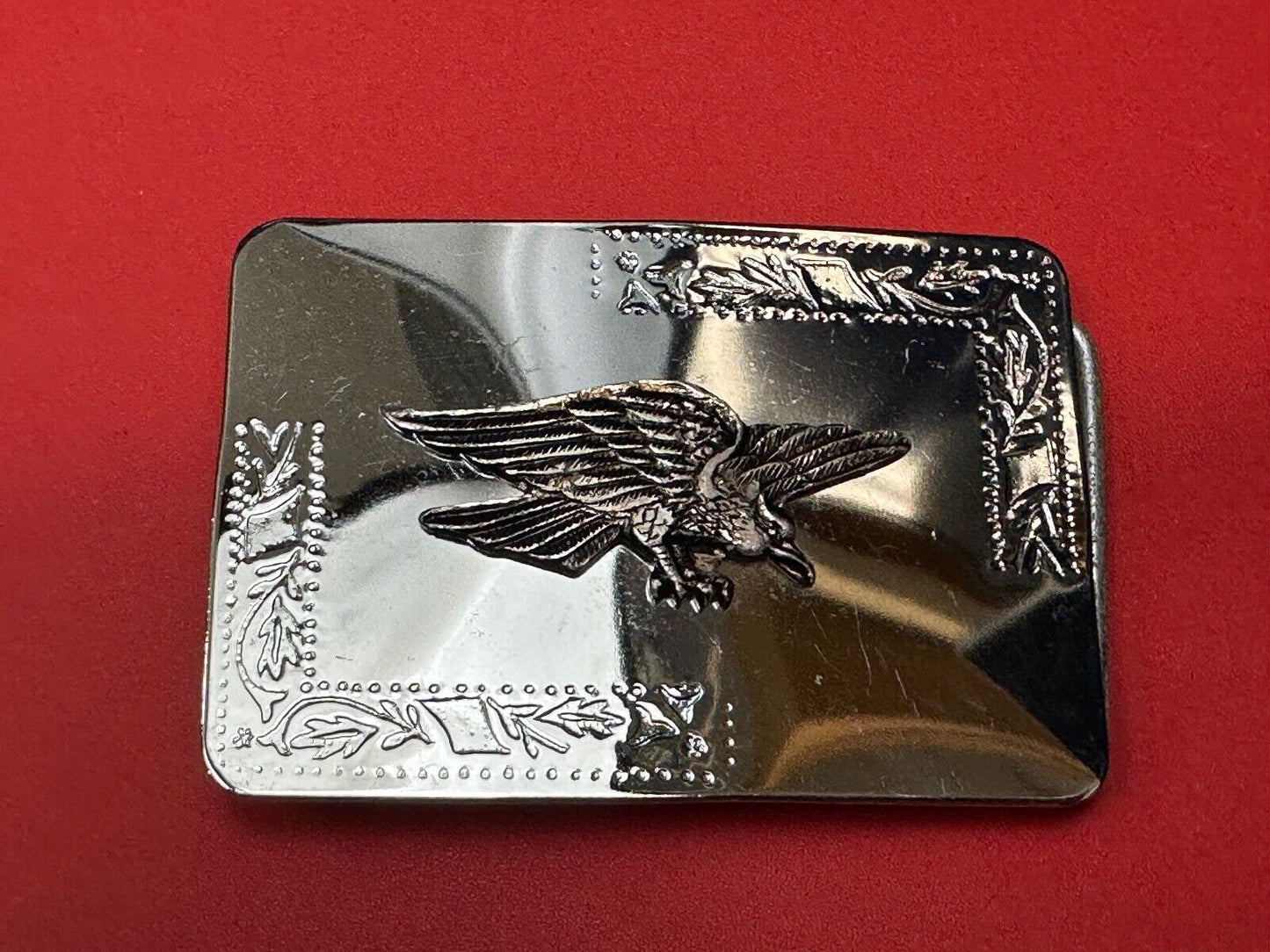 Vintage Hunting Flying Majestic Eagle on western mirrored two tone belt buckle