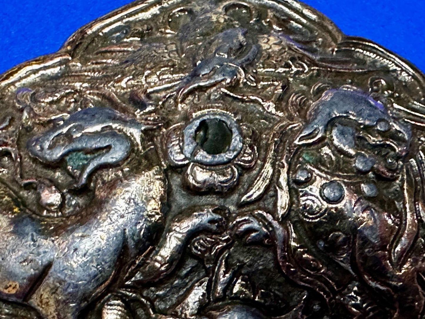 Tibetan Feng Shui Lion Dragon Fork Tongue Vtg.  1974 Bergamot N-60 Belt Buckle