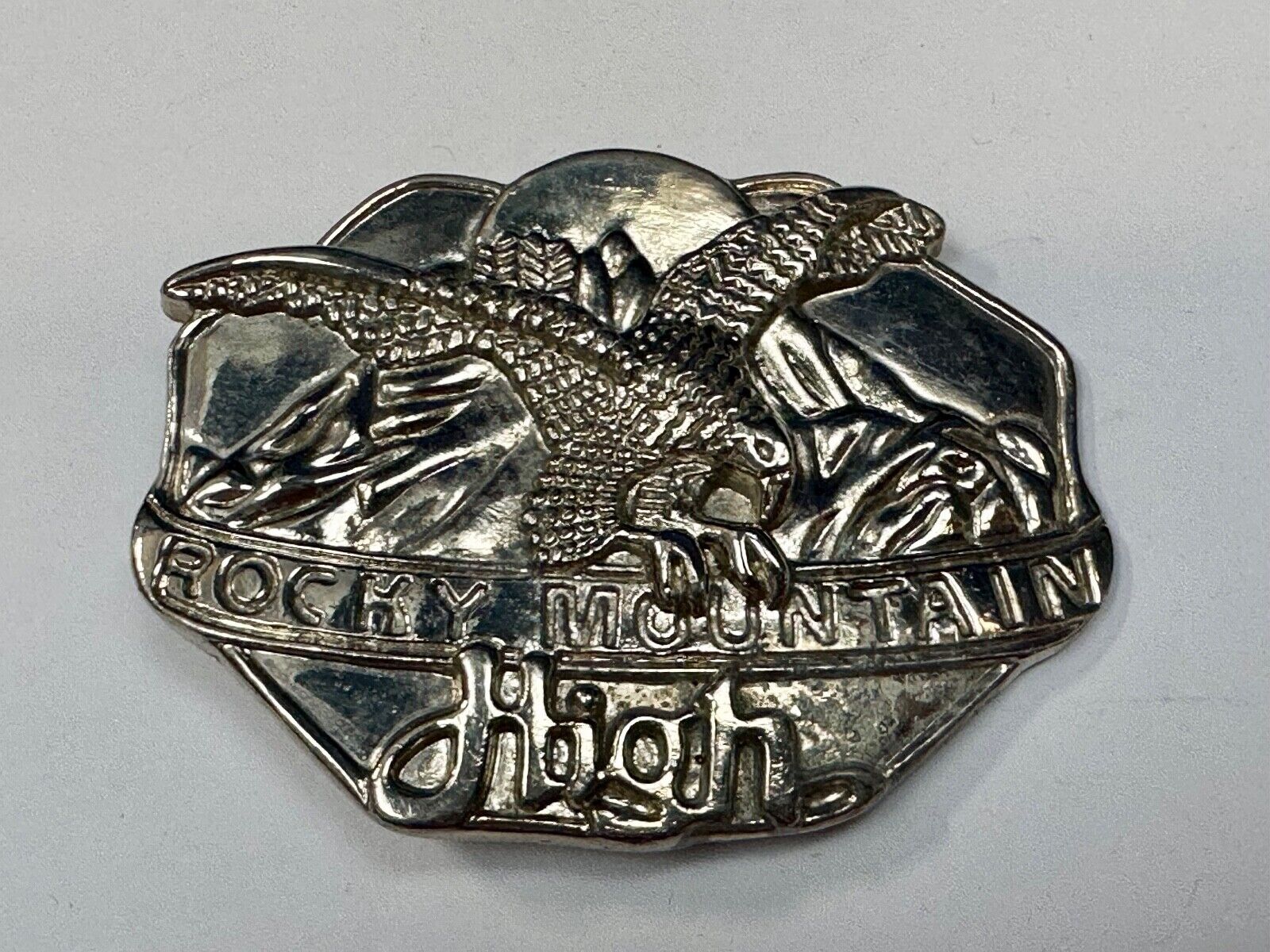 Vintage  Rockey Mountain High Eagle Mountains Silver Tone belt buckle