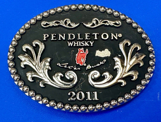 2011 Pendleton Whiskey Let'er Rodeo Cowboy Montana Silversmiths Buck Buckle