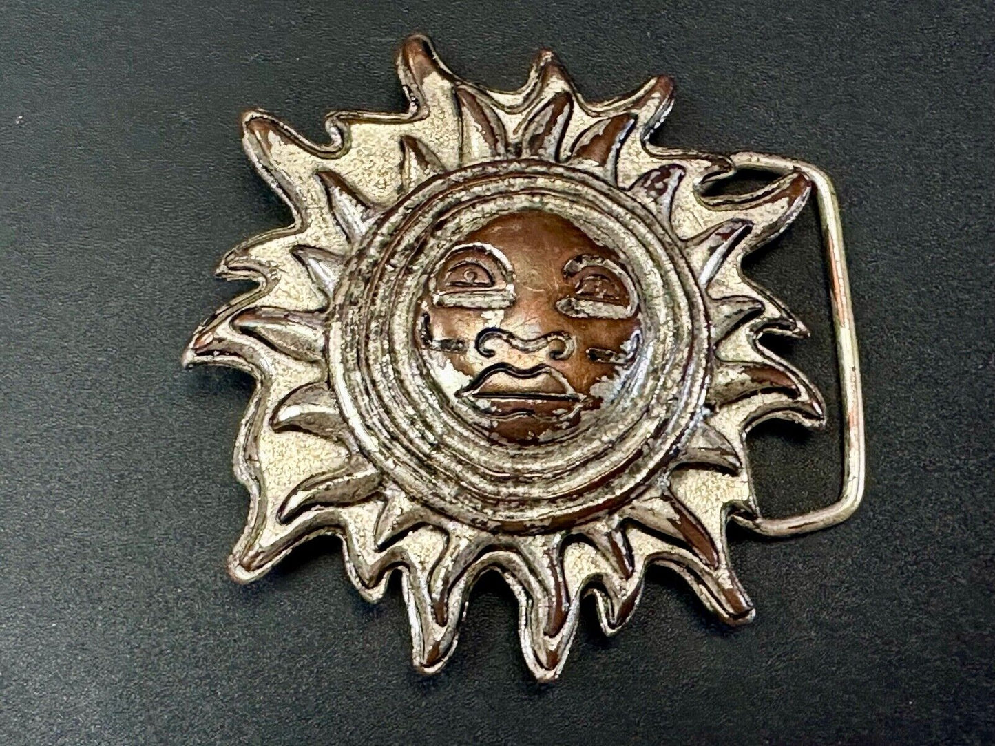 Artisan Hippie Style SUN Face - Large Figural cutout belt buckle