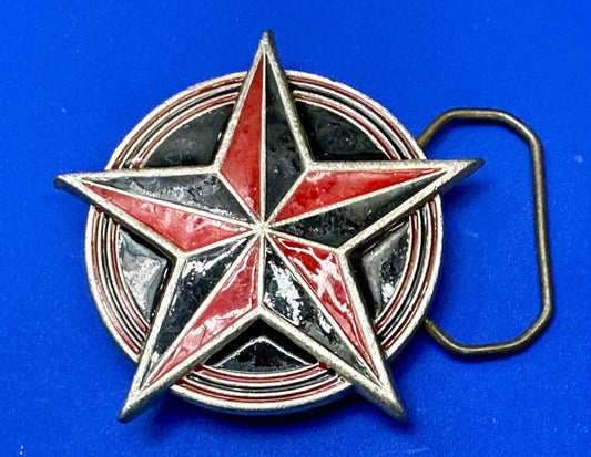 2002 Star in Circle black & Red color Great American Products pewter Belt Buckle