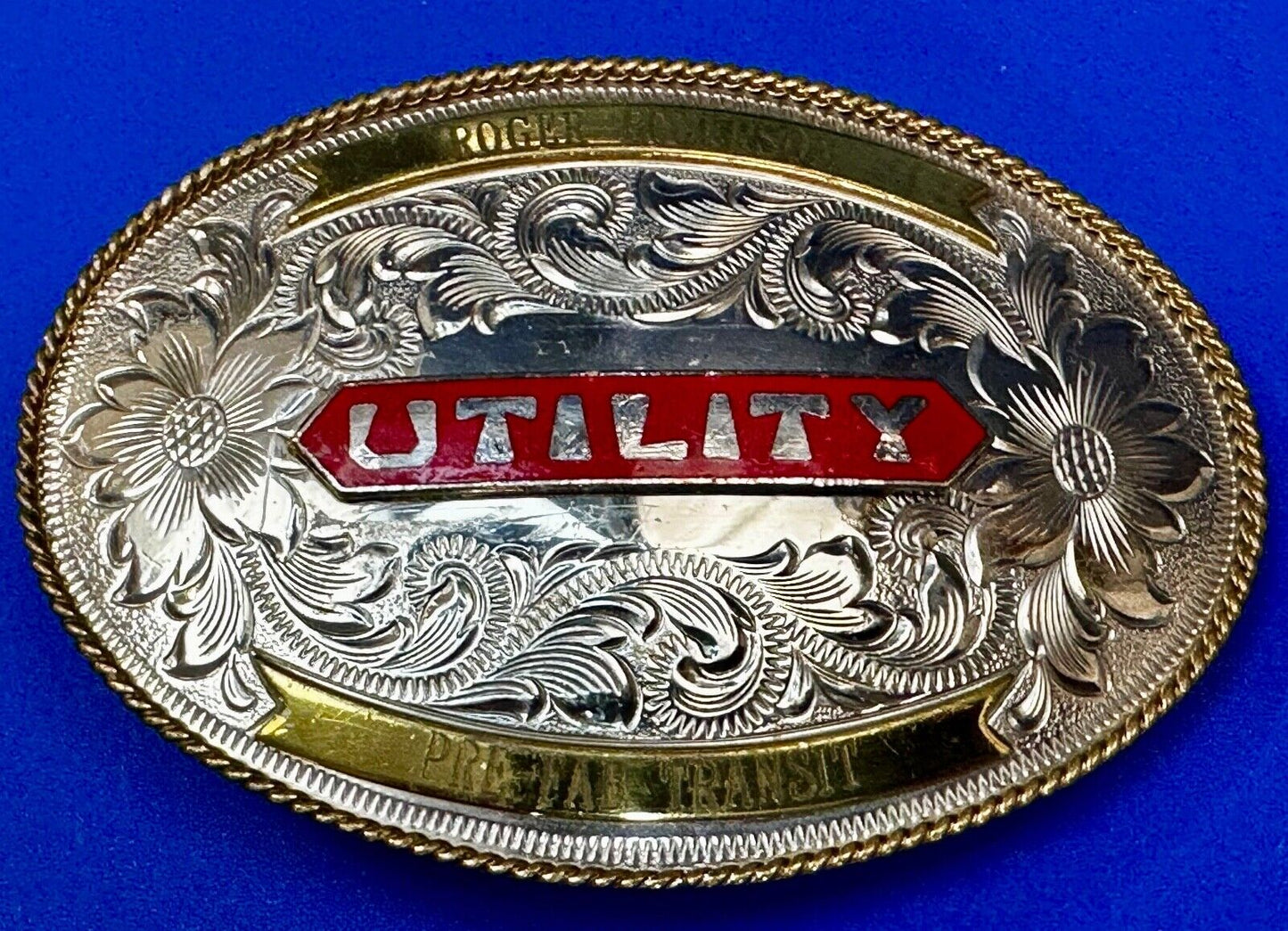 Utility Western Trophy Style Pre Fab Transit Tonkin  German Silver Belt Buckle
