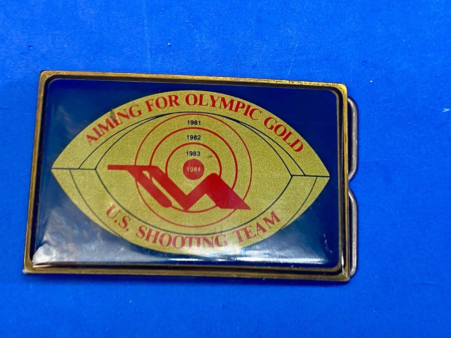 Aiming For Olympic Gold 1984 La Ca U.S. America Skeet Shooting Team Belt Buckle