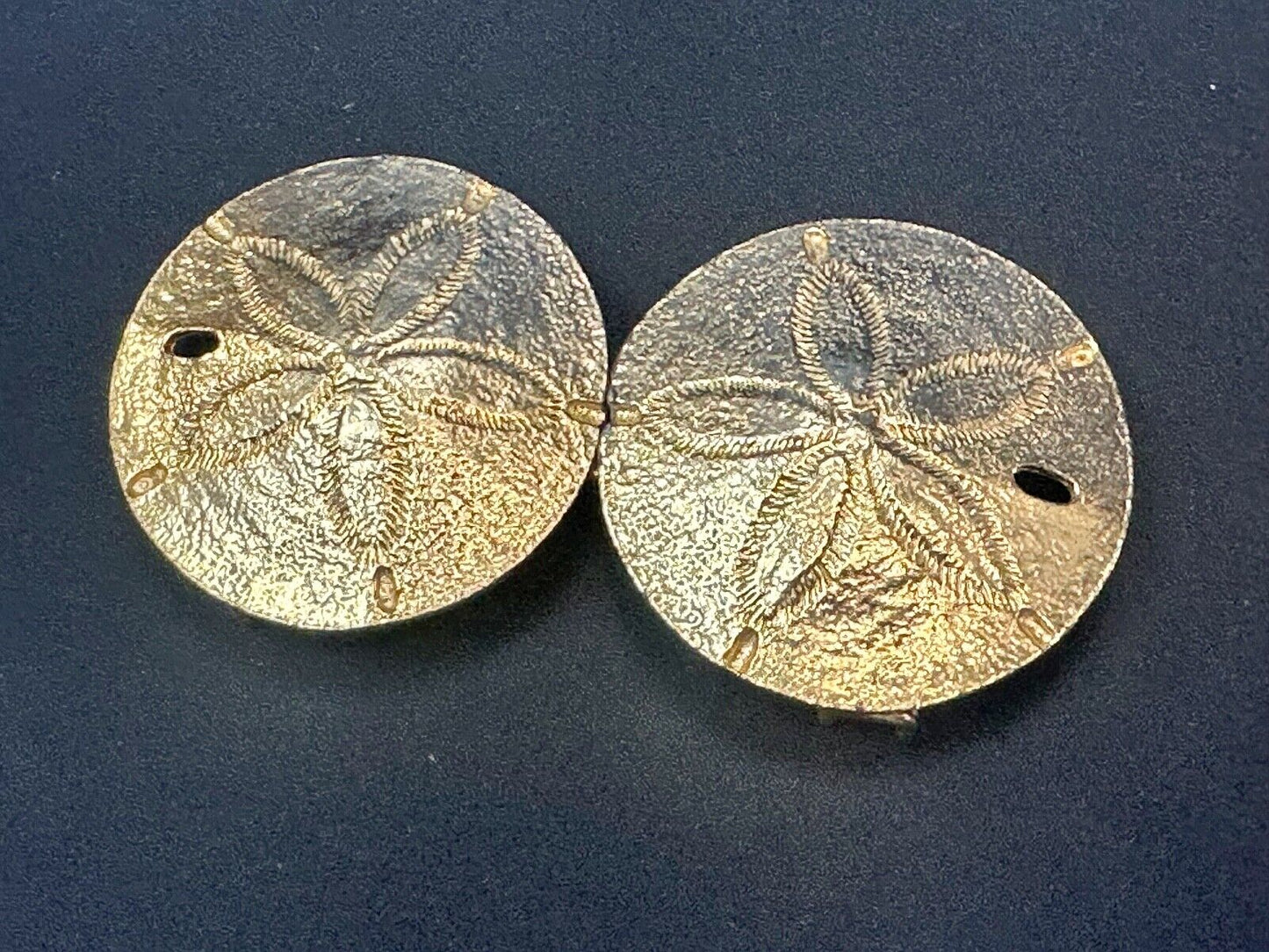 Two piece interconnecting Sand Dollars  vintage belt buckle by Mimi Di N