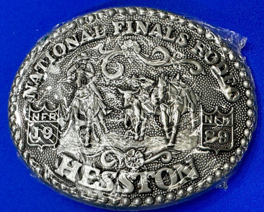 1989 Hesston National Finals Rodeo NFR Cowboys NOS Adult Size Belt Buckle