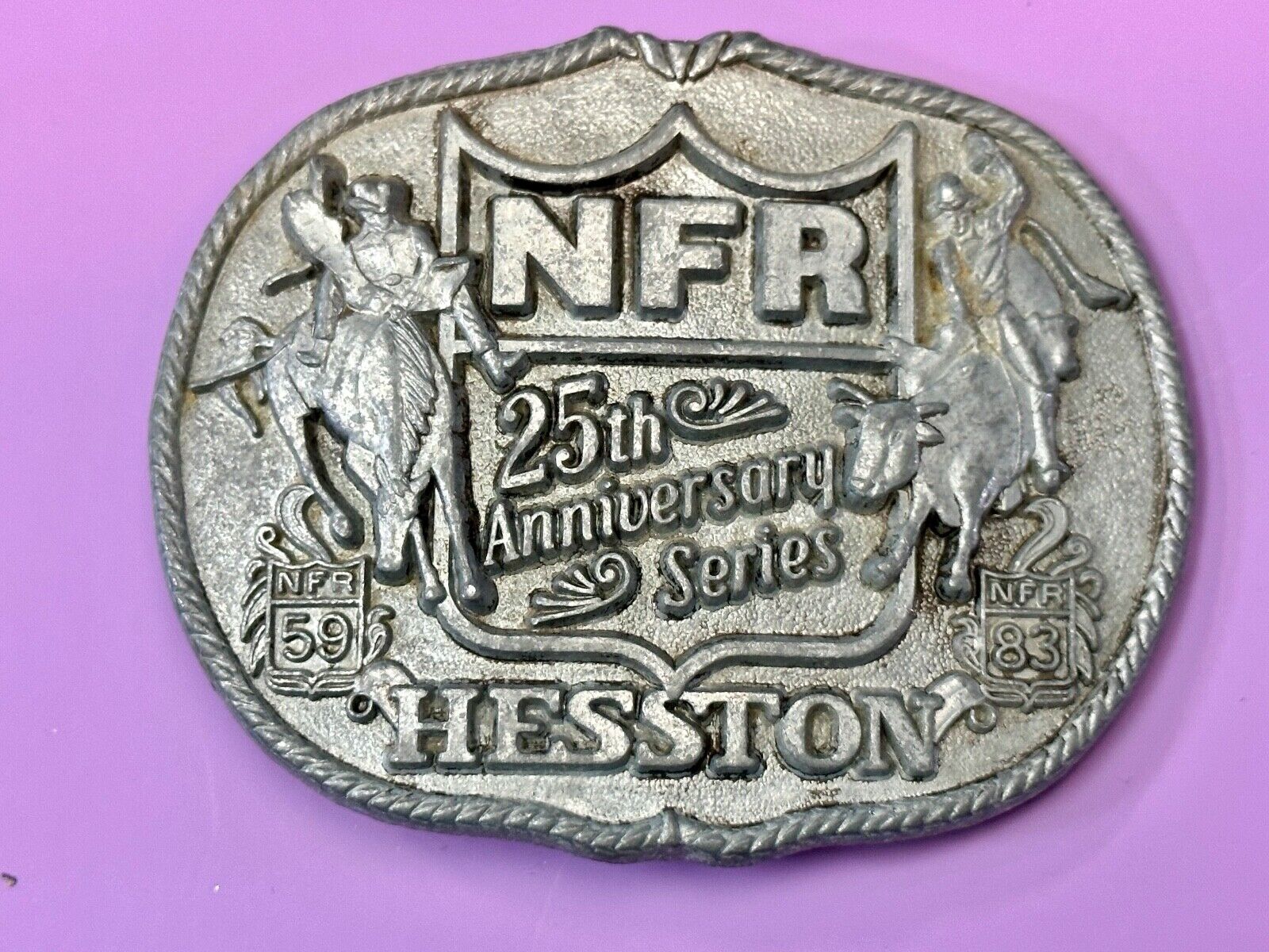 1983 Hesston National Finals Rodeo 25th Anniversary Adult Collectors Belt Buckle