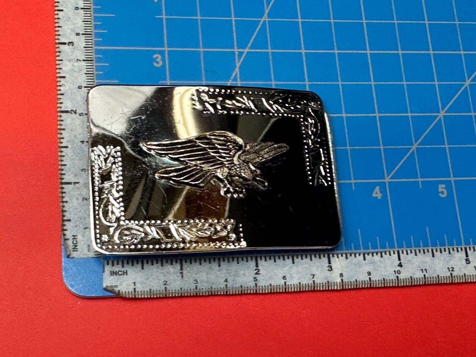 Vintage Hunting Flying Majestic Eagle on western mirrored reflective belt buckle