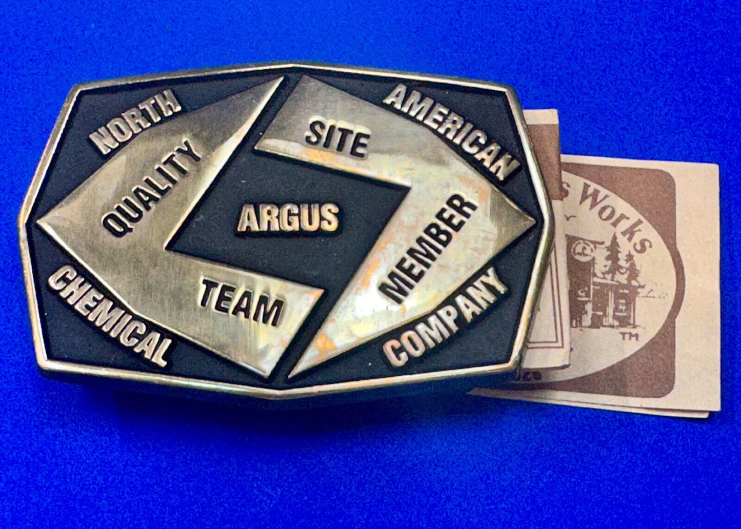 Aegius North American Chemical Company team member brass Anacortes belt buckle