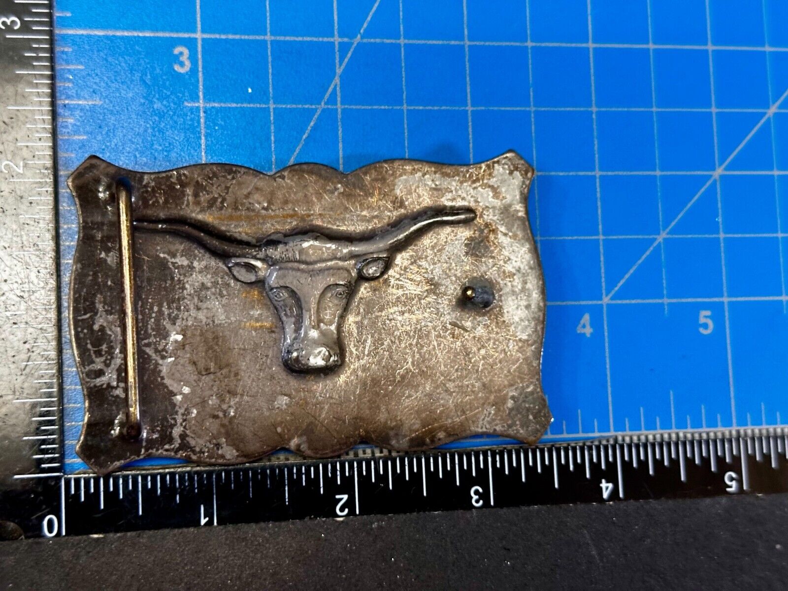 Texas Longhorn Steer Bull Cow Ornate Raised Dimensional Stamped Belt Buckle
