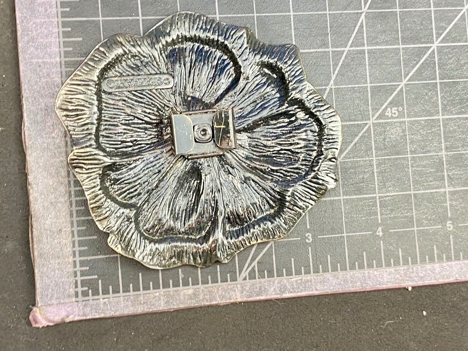 Vintage Charmant of Beverly Hills, CA figural flower belt buckle scarf clip 