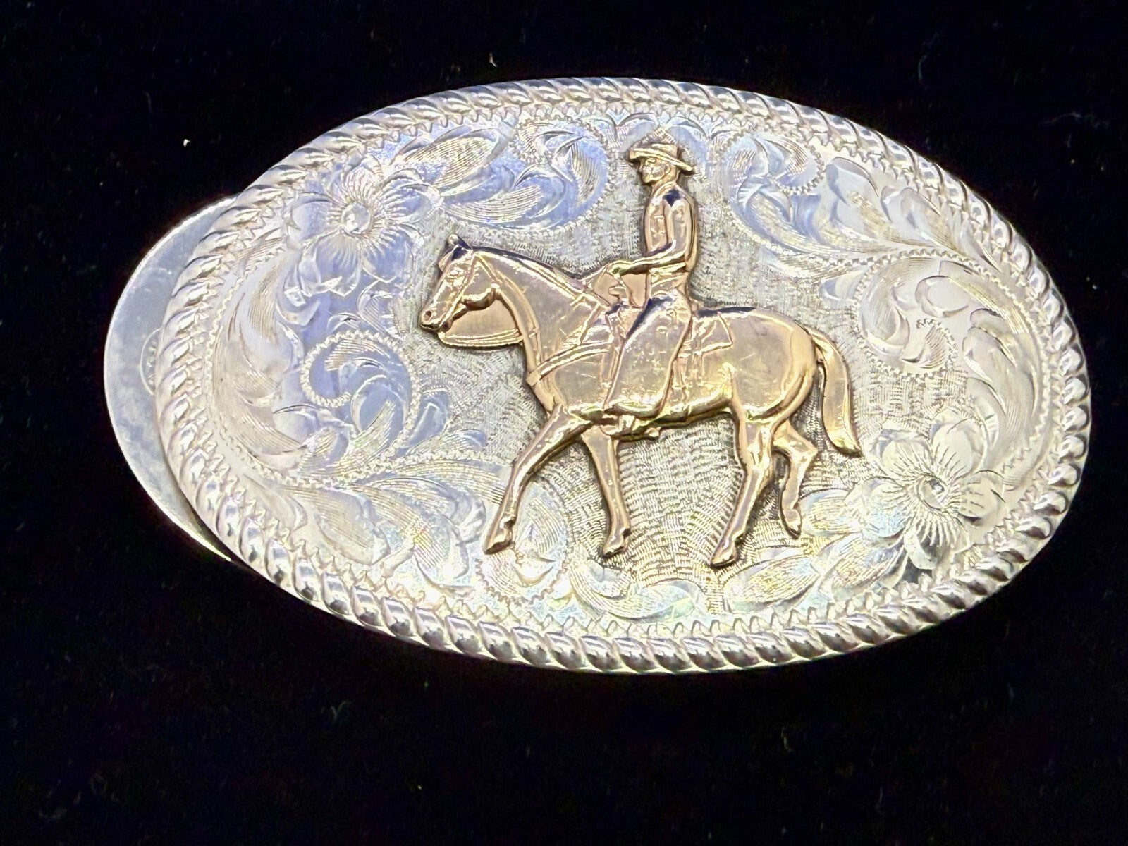 Vintage Diablo Sterling 8 Belt Buckle - Horseback cowboy   BEAUTIFUL