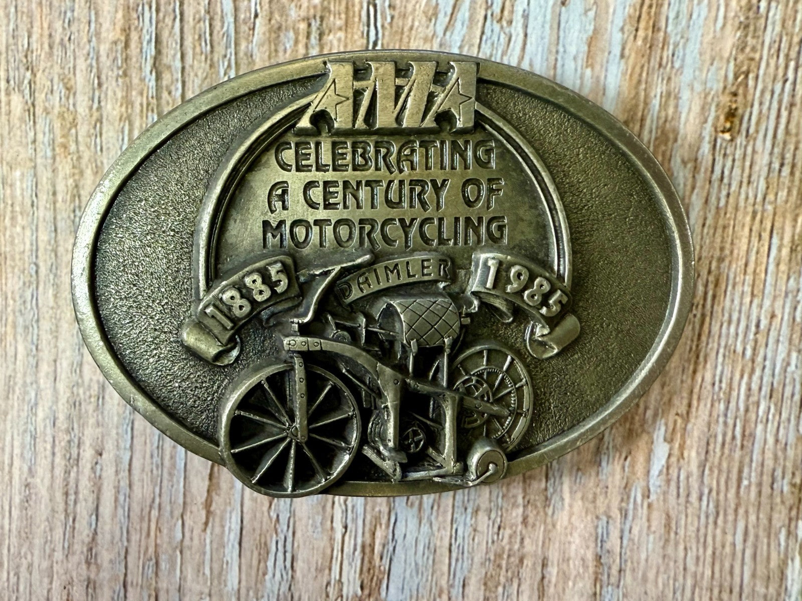 AMA American Motorcyclist Association A Century of Motorcycling Vtg. Belt Buckle