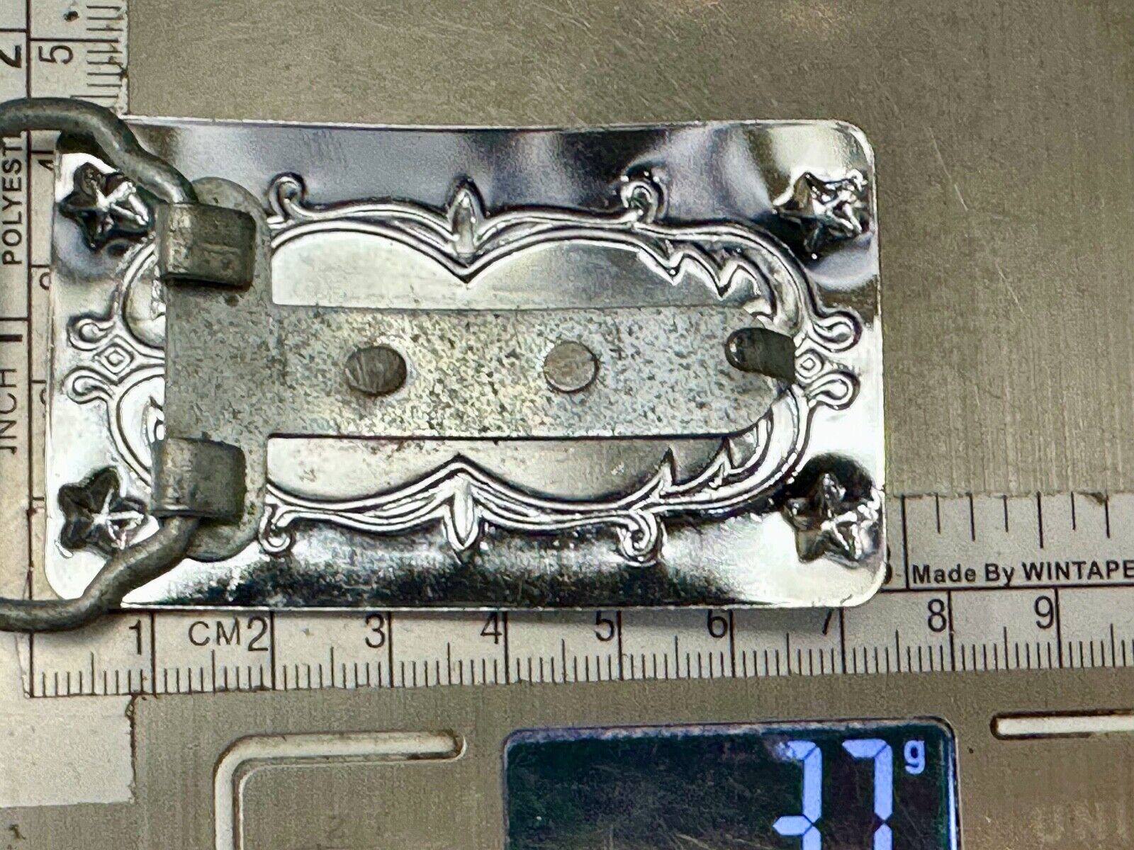 Texas Longhorn Cow Steer on Vintage two tone reflective western Belt Buckle