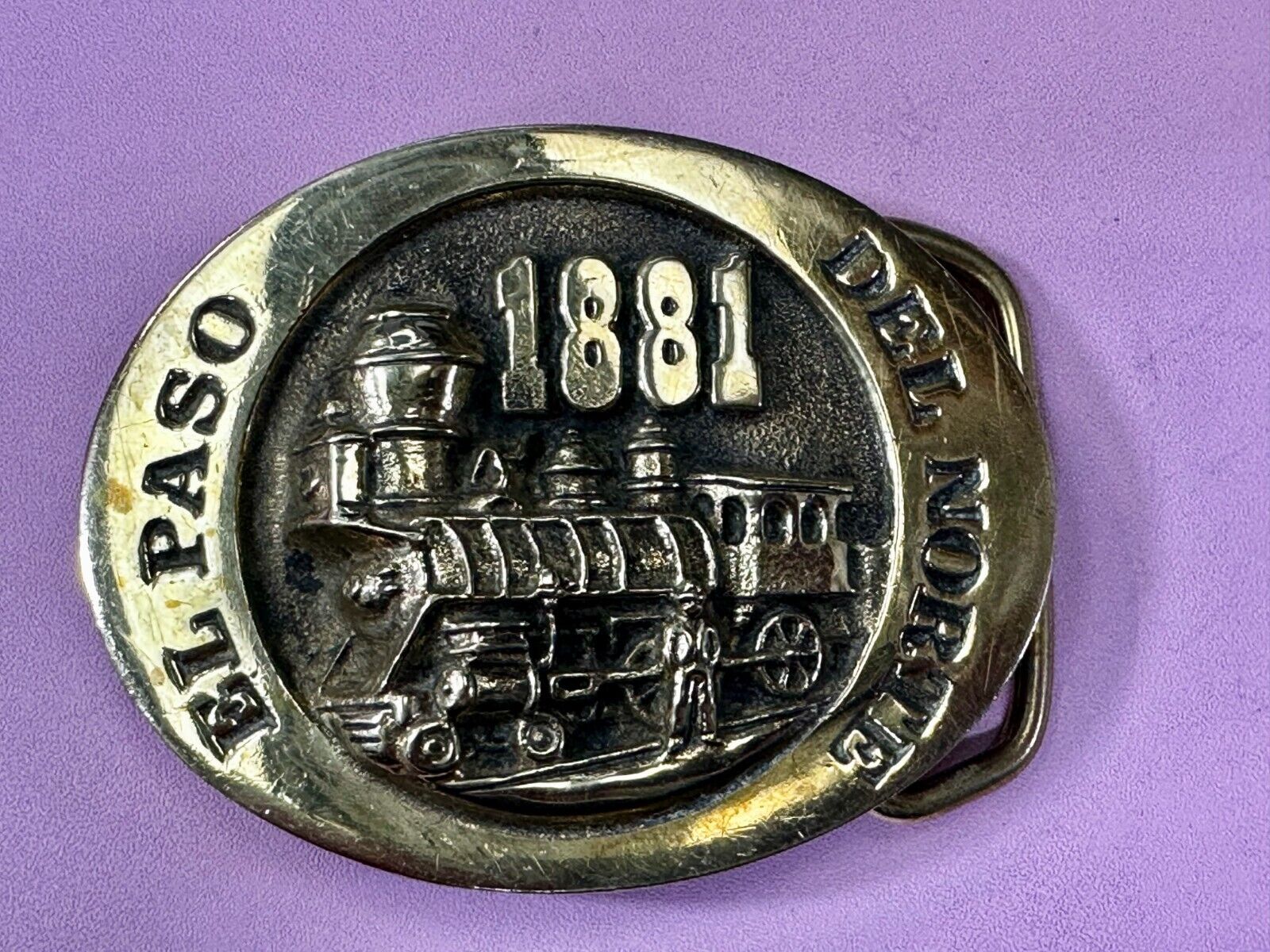 Train Engine El Paso Del Norte 1881 Rail Road Locomotive Solid Brass Belt Buckle