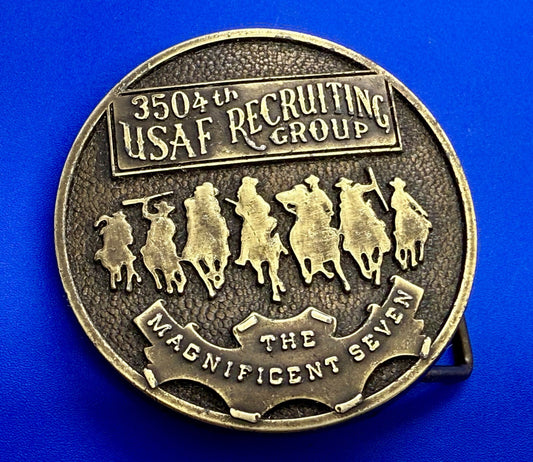 The Magnificent Seven 350 4th USAF Recruiting Top Group Chief Wheat Belt Buckle