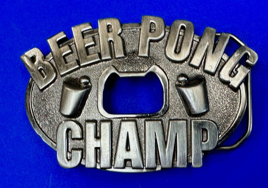 vintage beer pong champ novelty belt buckle and bottle opener by Kalan