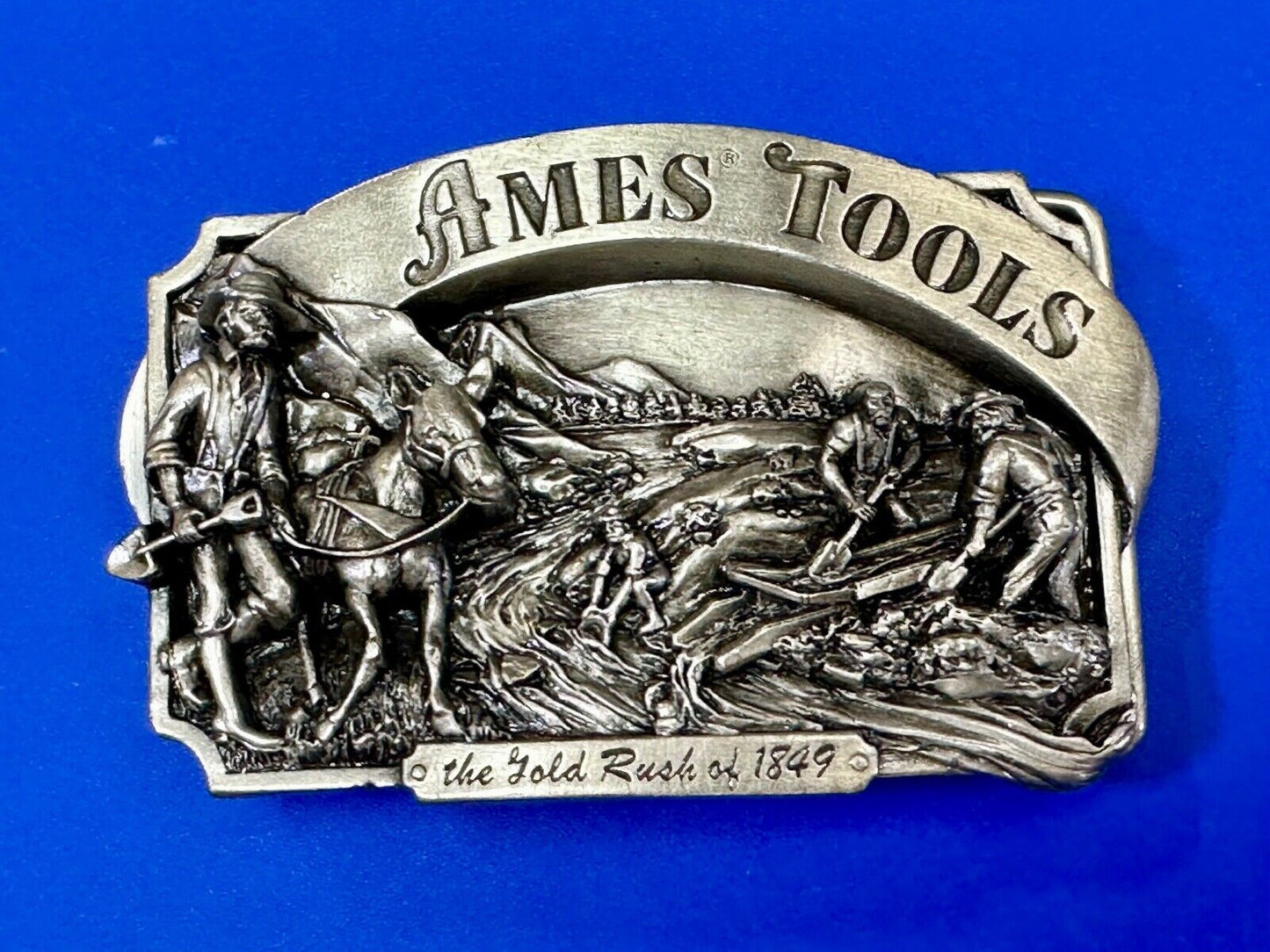 AMES TOOLS - Gold rush of 1849 Siskiyou 1985 Belt Buckle Lawn and garden supply