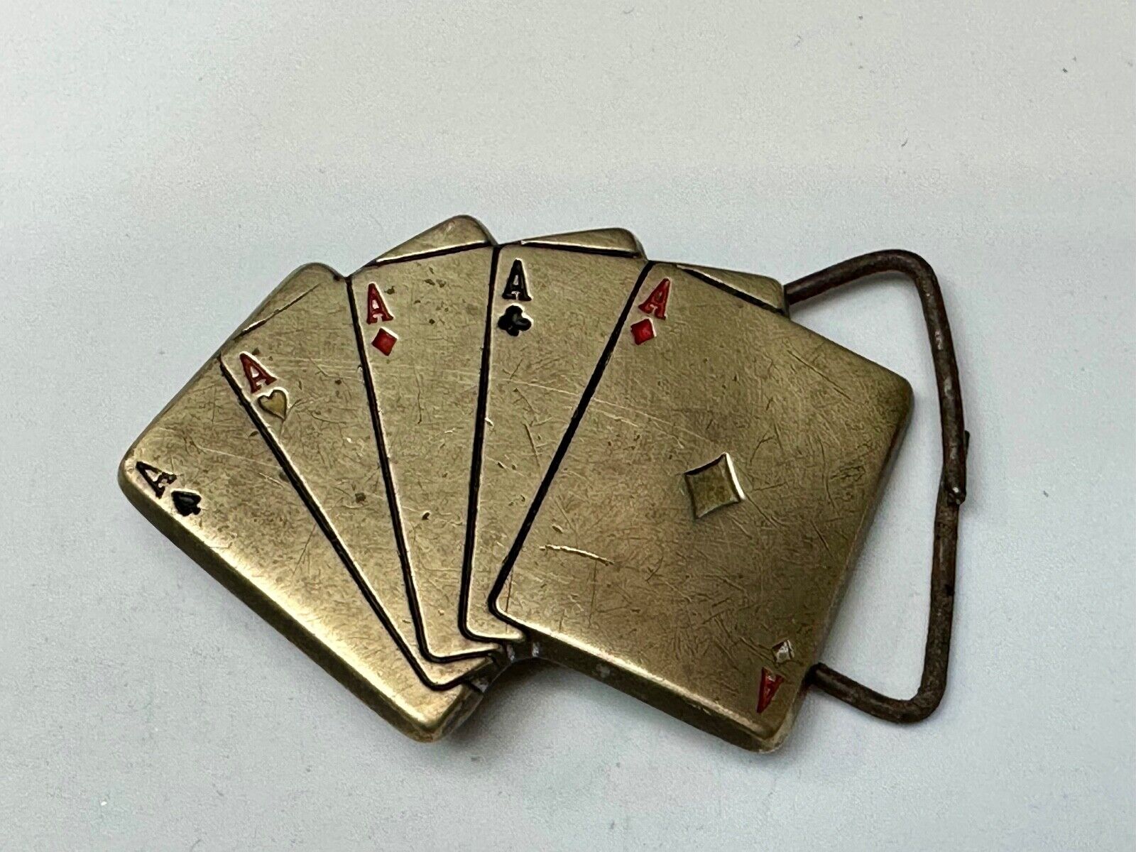 5 Aces Baron Buckles Solid Brass Casino Gambling Card Game Vintage Belt Buckle
