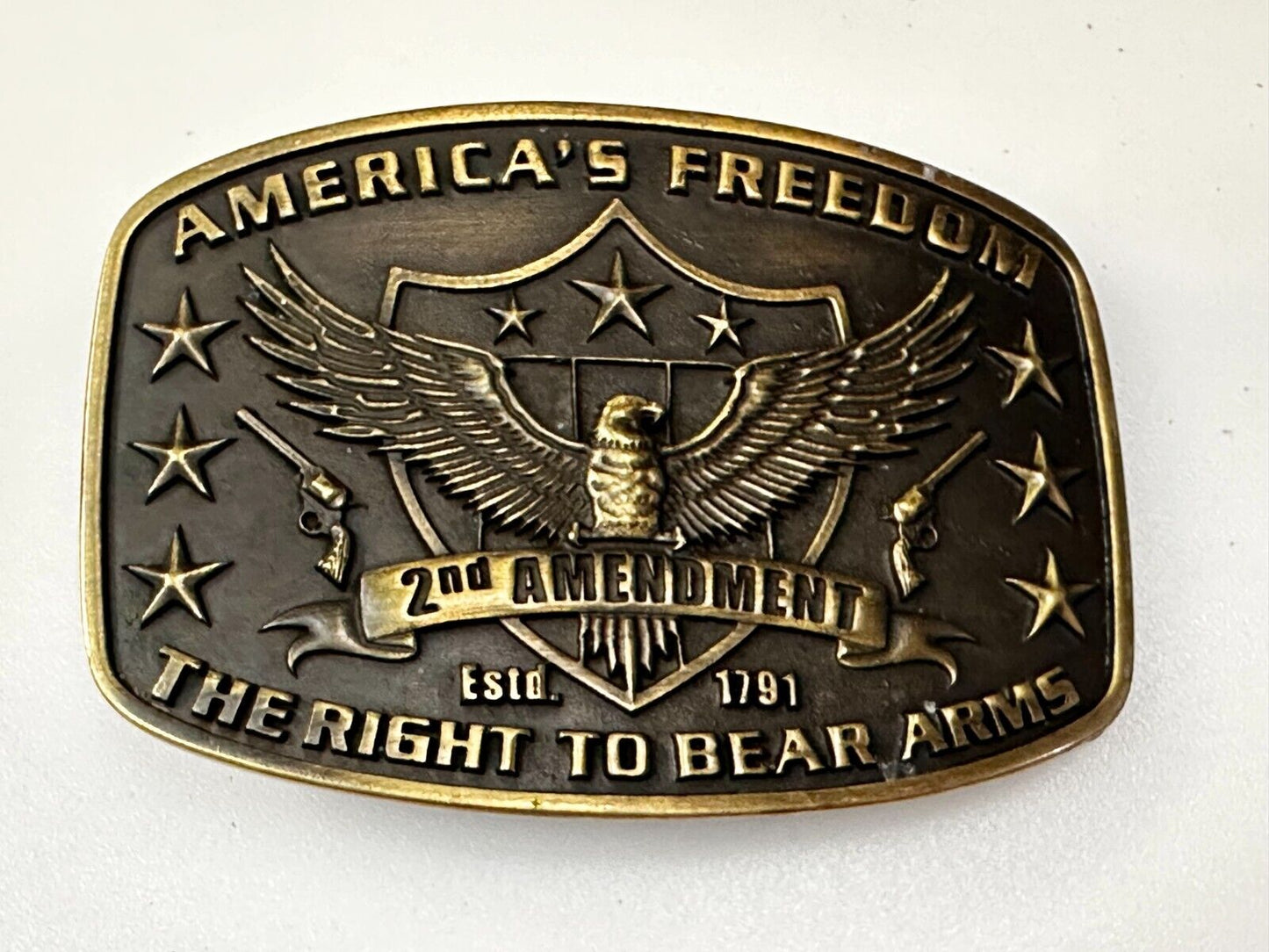 American's Freedom The Right To Bear Arms 2nd Montana Silversmiths Belt Buckle