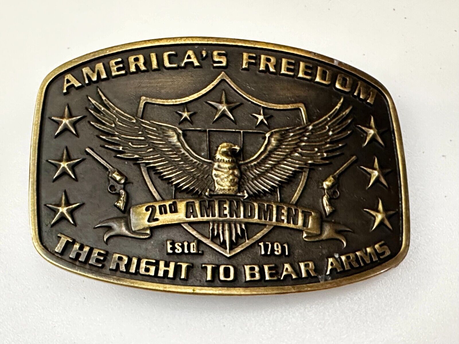 American's Freedom The Right To Bear Arms 2nd Montana Silversmiths Belt Buckle