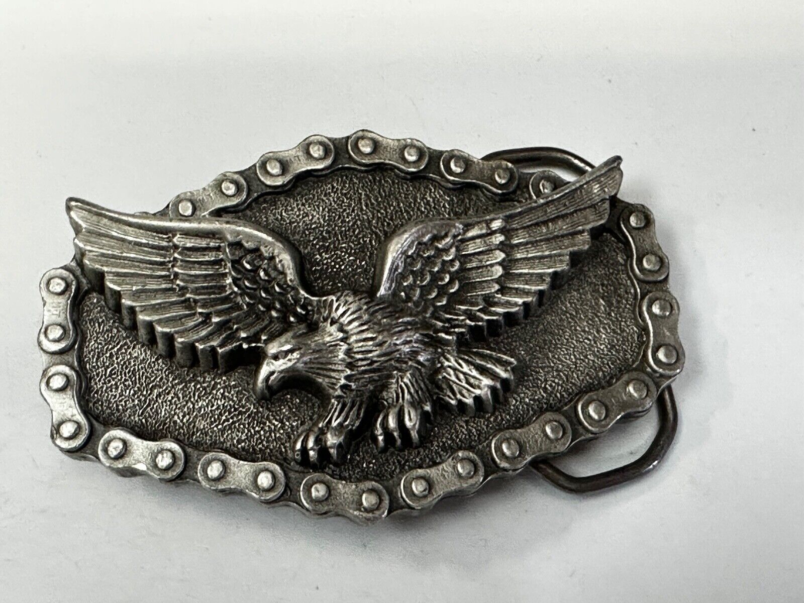 Bikers American Eagle with Motorcycle Chain Surround Great American Belt Buckle