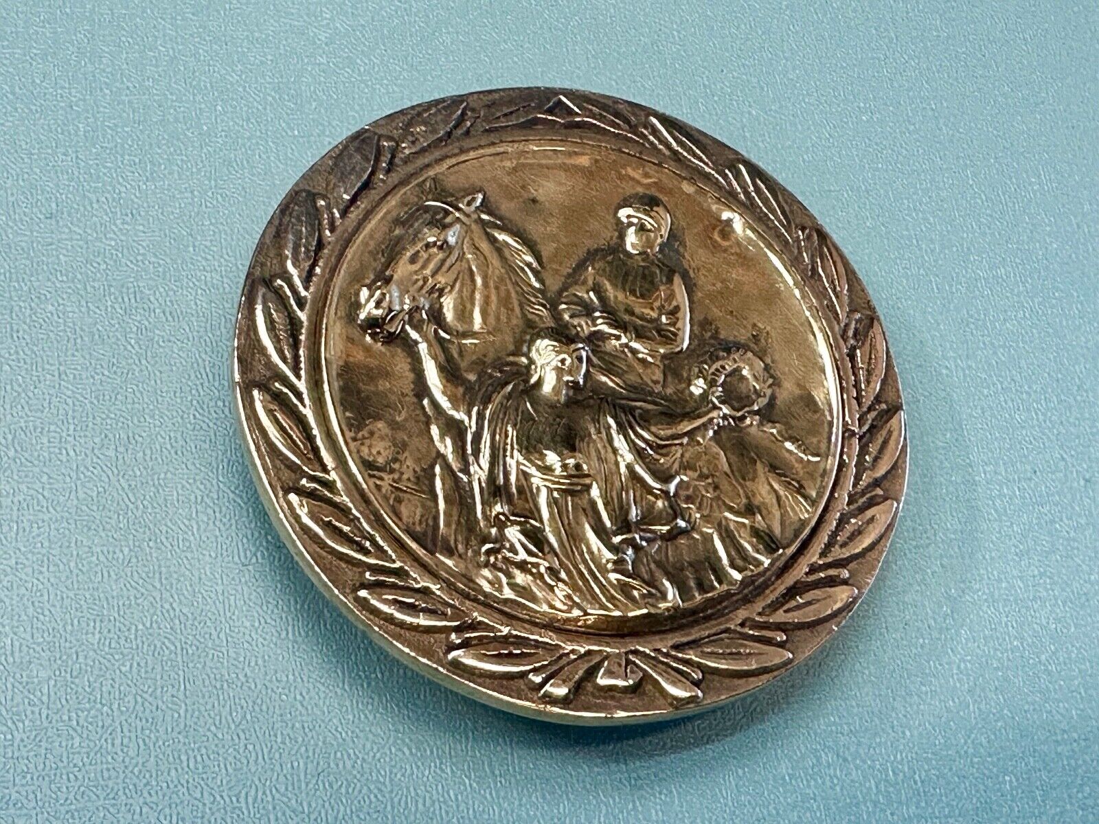 Unique Horse & polo Rider Dress Belt Buckle - Vintage 70s Baron Brass Taiwan