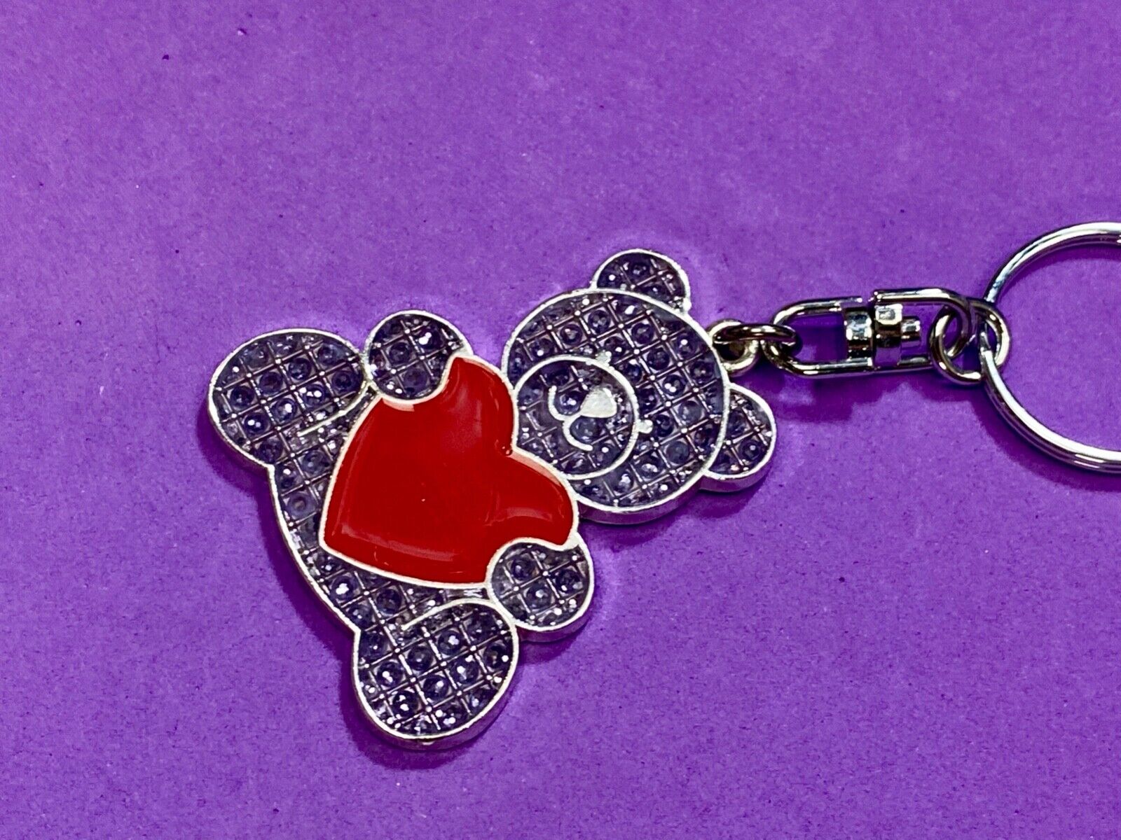 Adorable Teddy Bear with Heart Keychain - Key Ring Chain