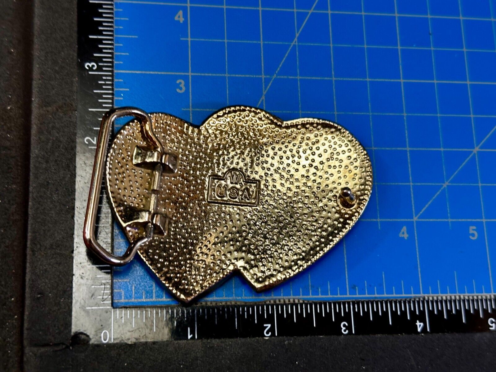 Twin Dual Hearts Horse Head Flower Swirl FloralWestern Belt Buckle W USA